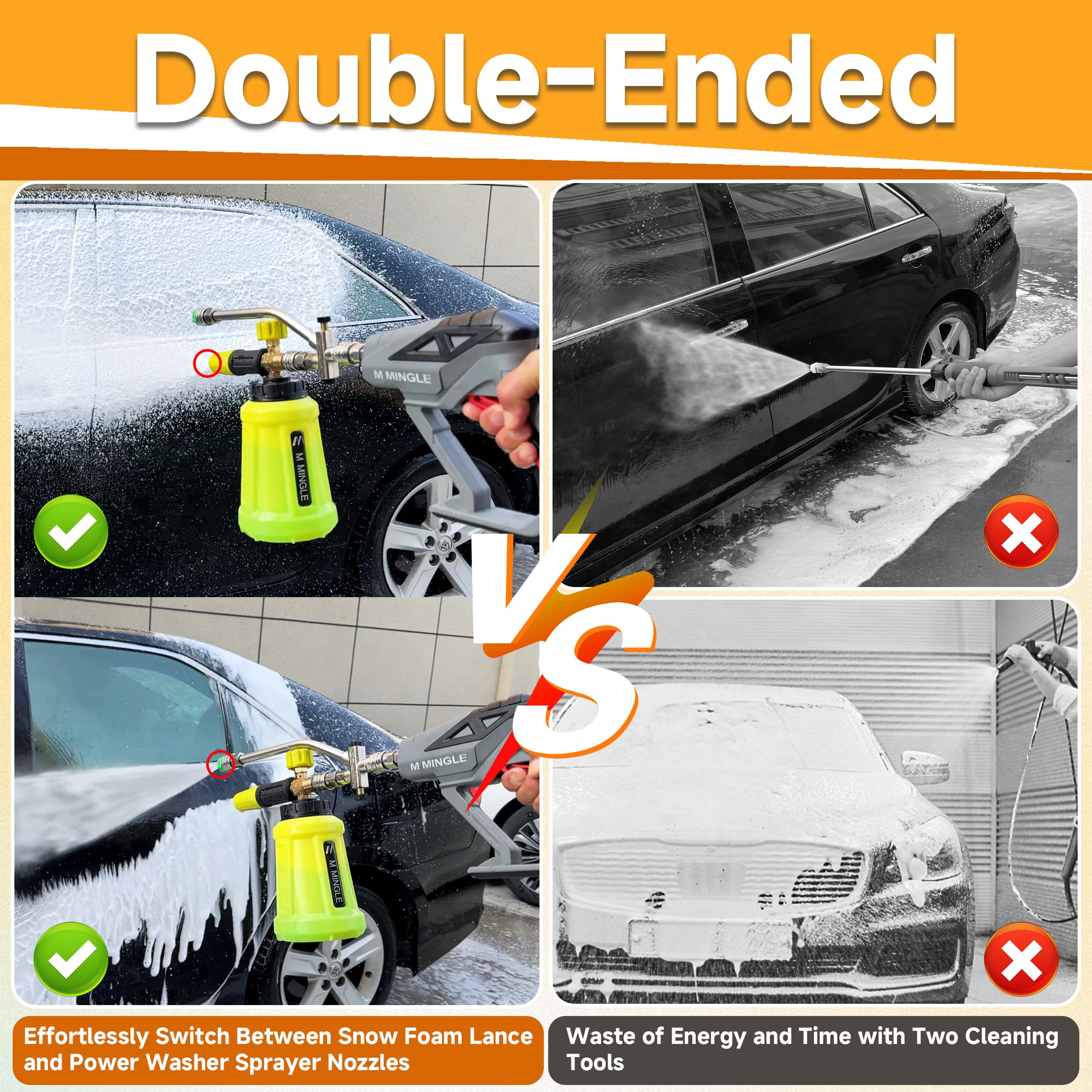 M MINGLE Pressure Washer Gun with dual connector in action