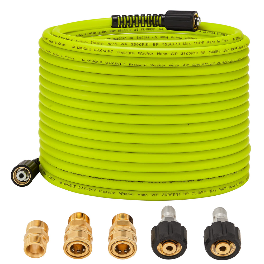 M MINGLE Pressure Washer Hose 50 FT green model front view