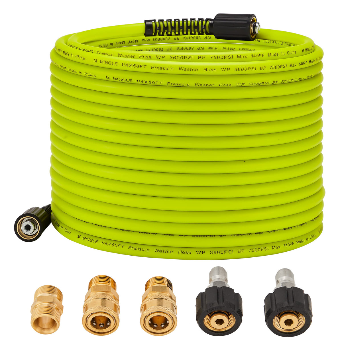 M MINGLE Pressure Washer Hose 50 FT green model front view