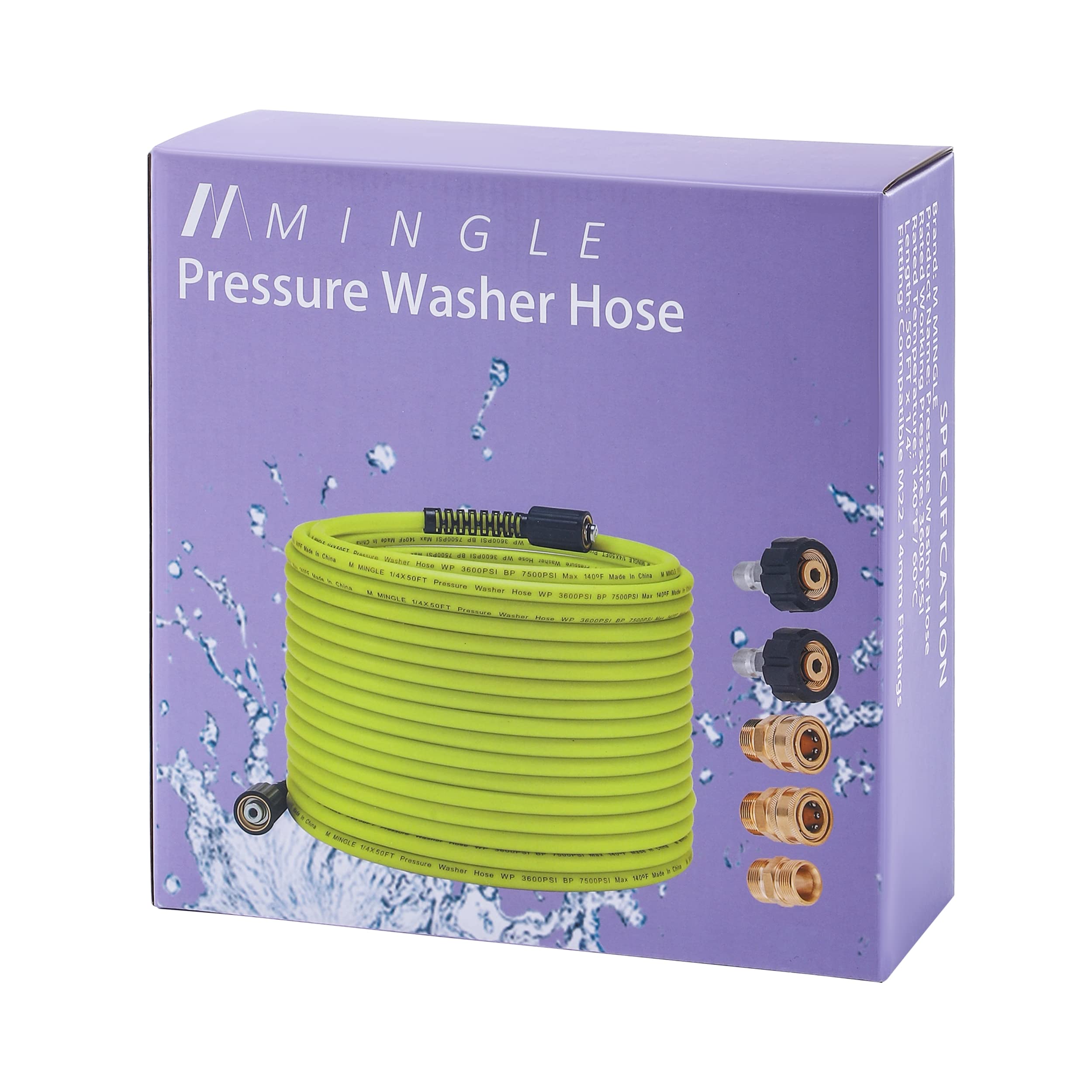 M MINGLE Pressure Washer Hose 50 FT with adapters included