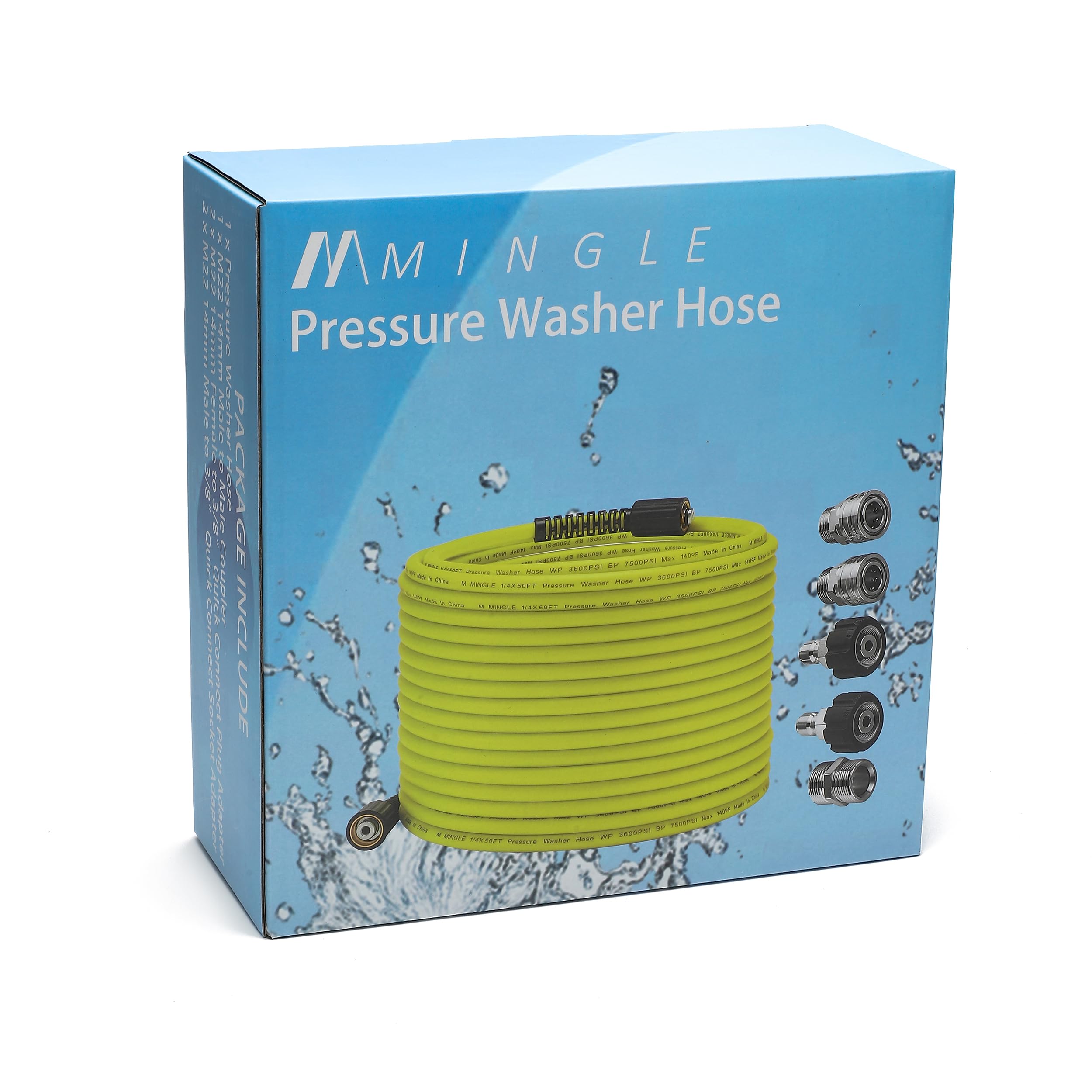 M MINGLE Pressure Washer Hose adapters and couplers included