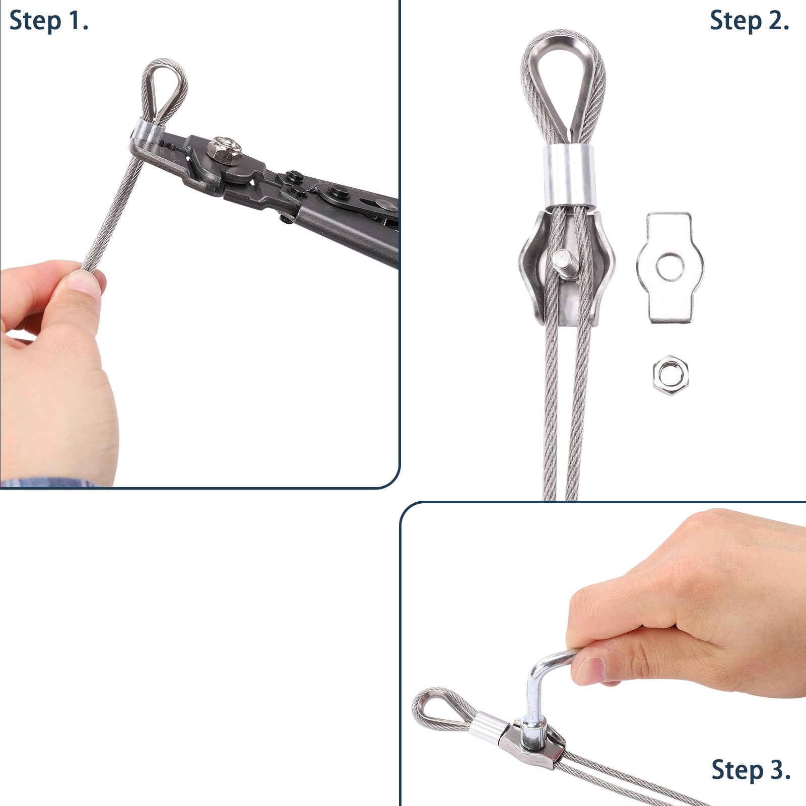 M6 Snap Hooks and Rope Clamps in Unicaravan Shade Sail Hardware Kit