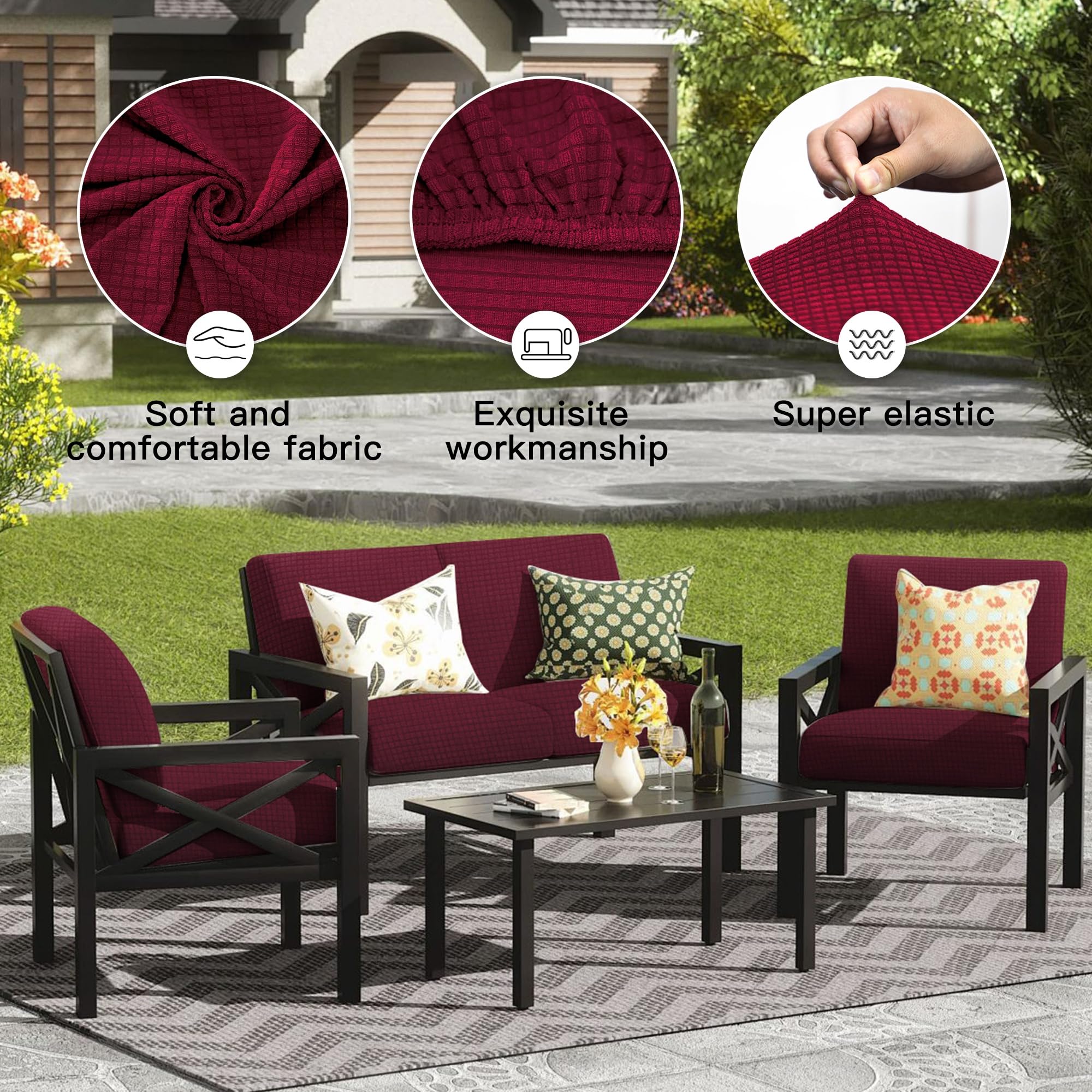 Machine washable DREAHOTEXTIL cushion covers in Claret Red