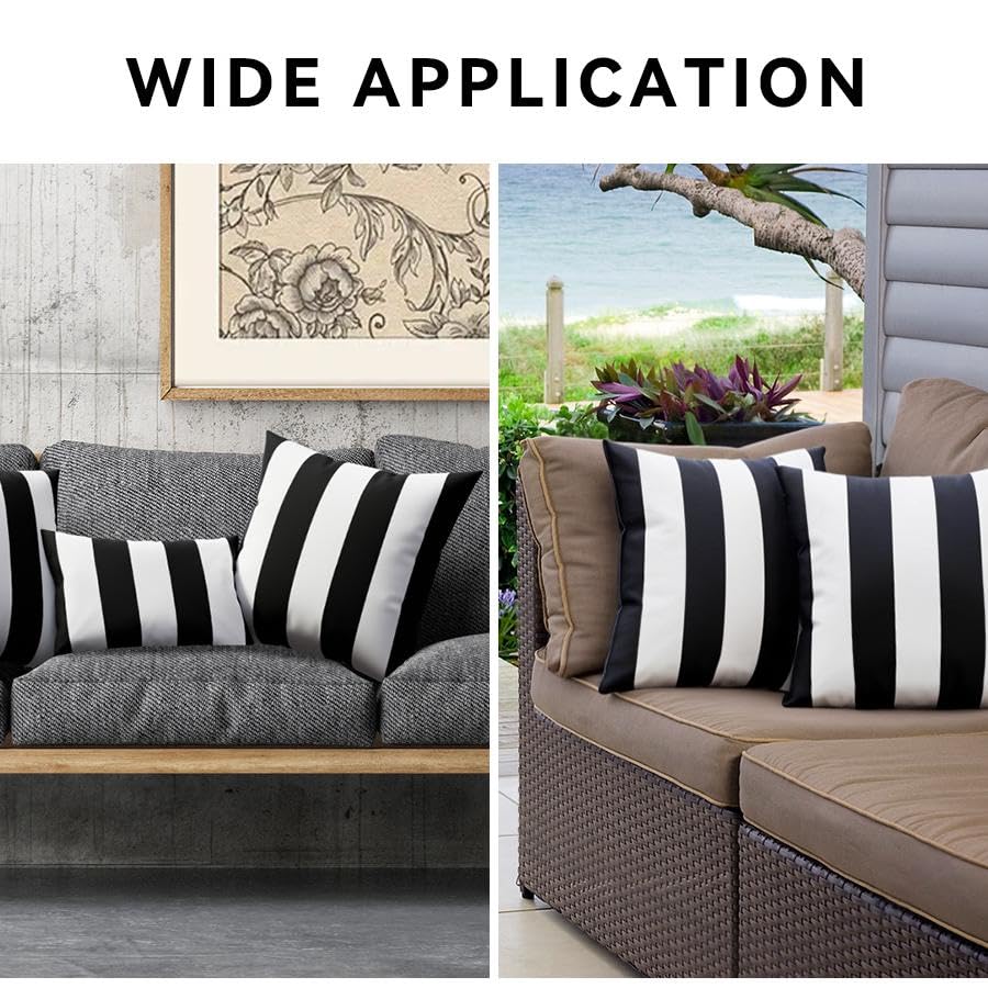 Machine washable label on Outdoor Waterproof Striped Pillow Cover