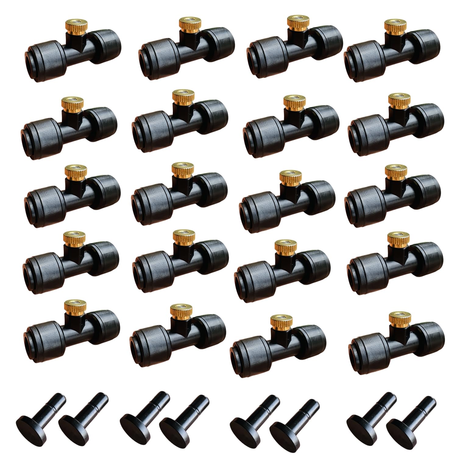 Madavoon 20 pack 1/4 inch misting nozzles kit with brass orifice