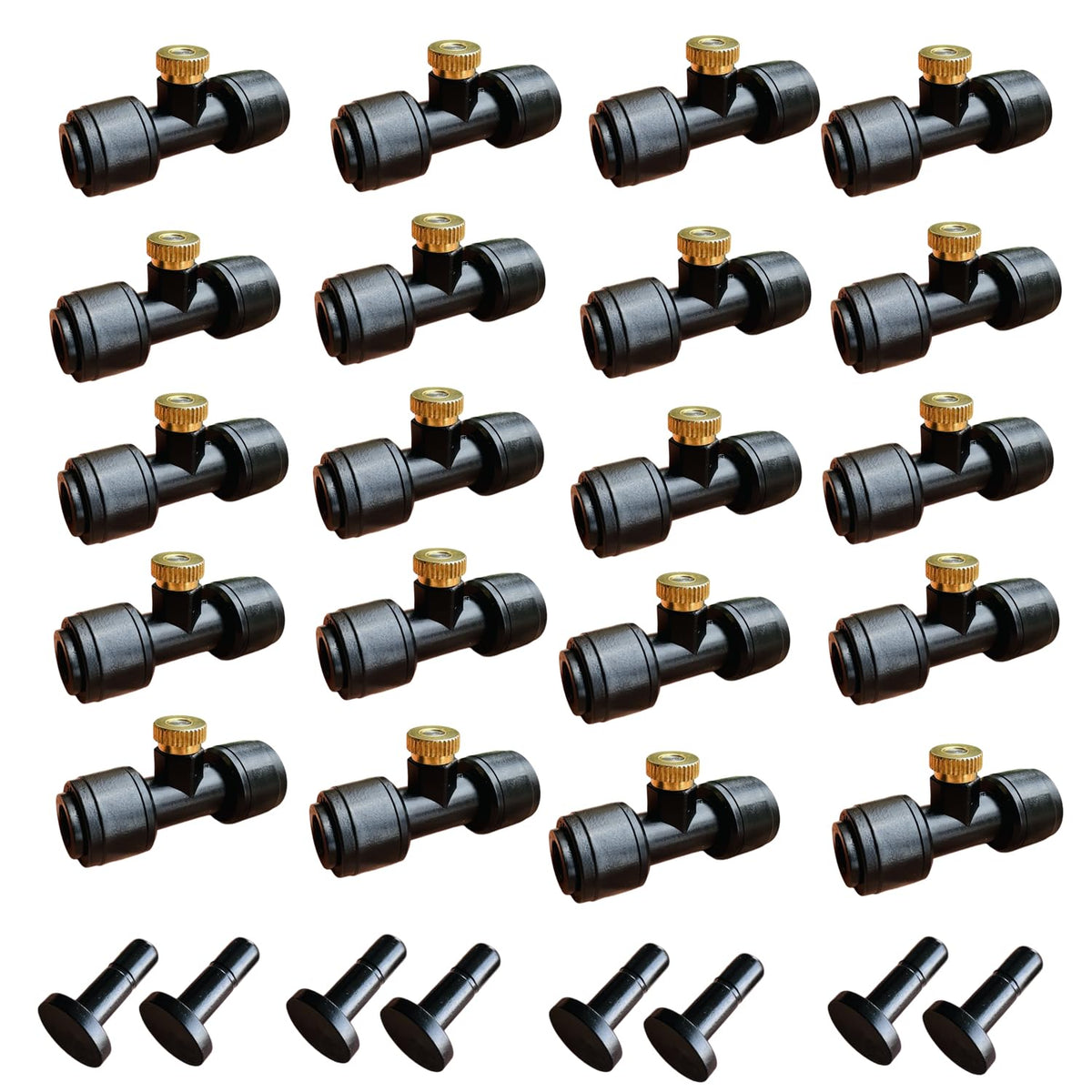Madavoon 20 pack 1/4 inch misting nozzles kit with brass orifice