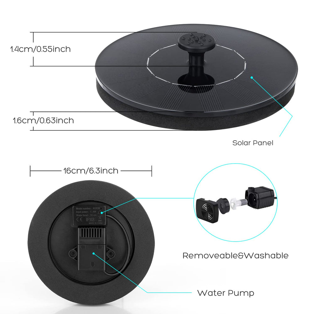 Mademax Solar Fountain in a small pond