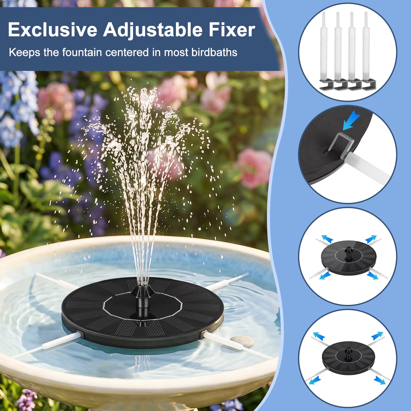 Mademax Solar Fountain multiple nozzles included