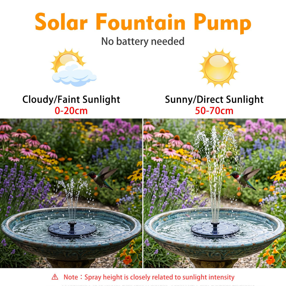 Mademax Solar Fountain with water spray effect