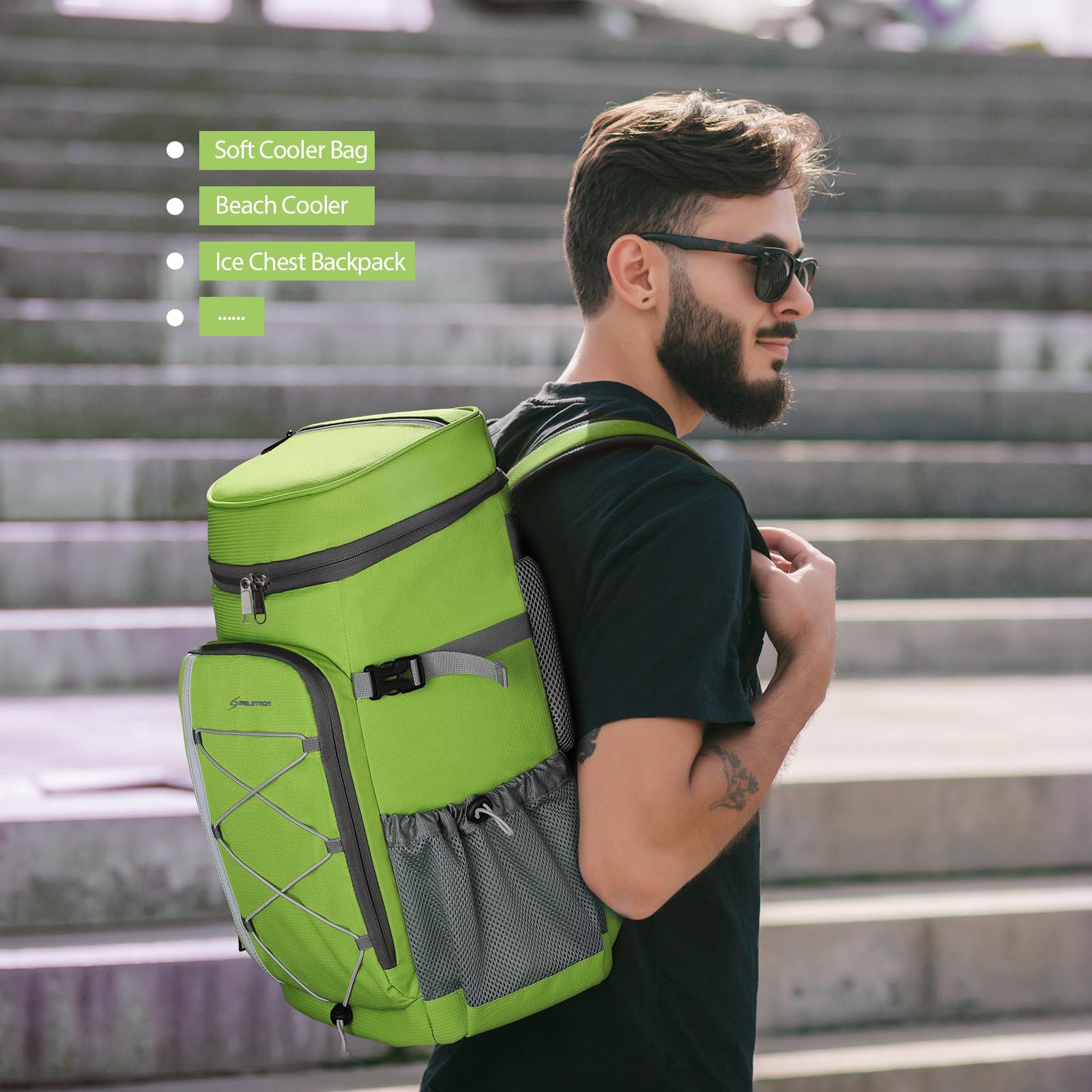 Maelstrom backpack with condiment bottles on top compartment
