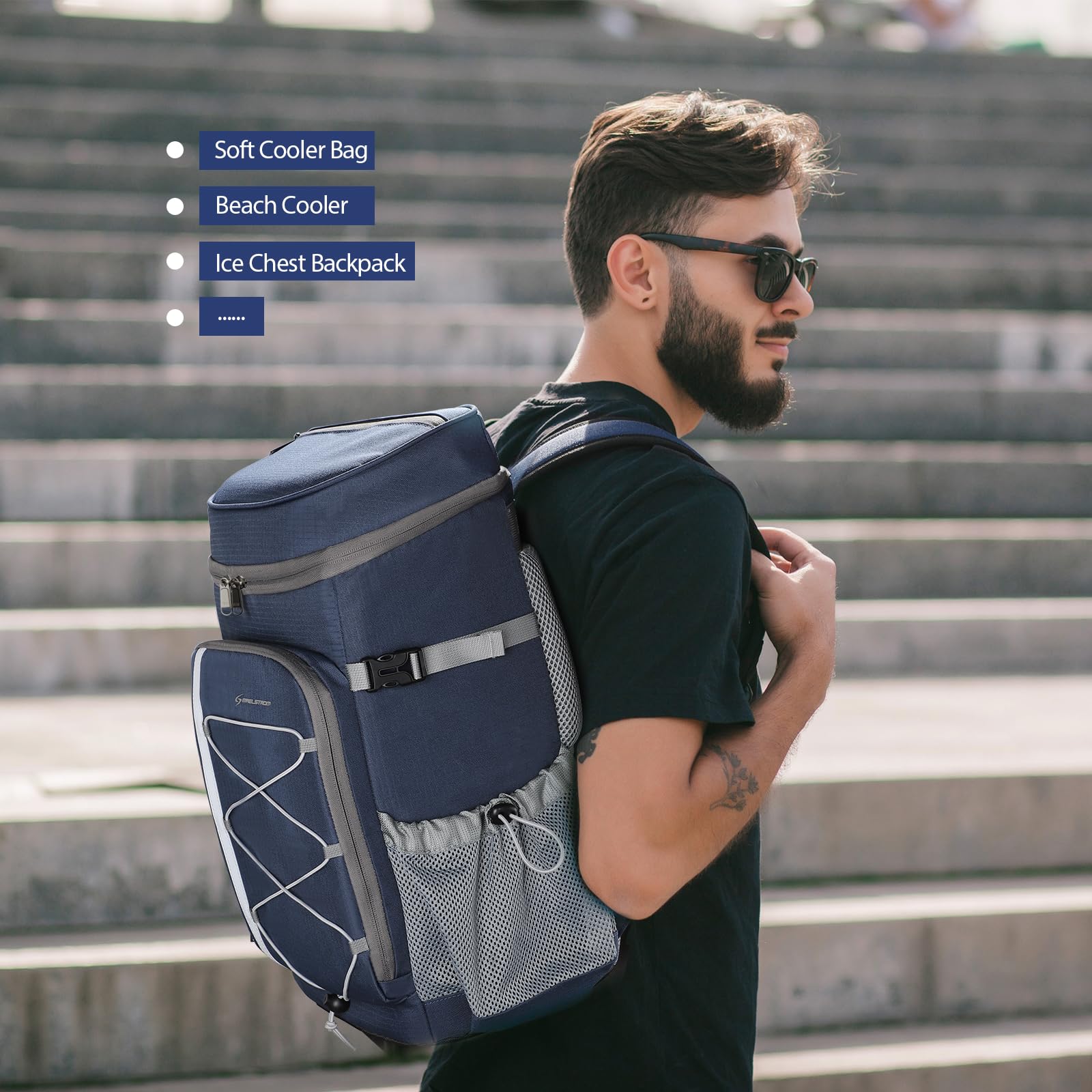 Maelstrom cooler backpack showing ergonomic design and padding
