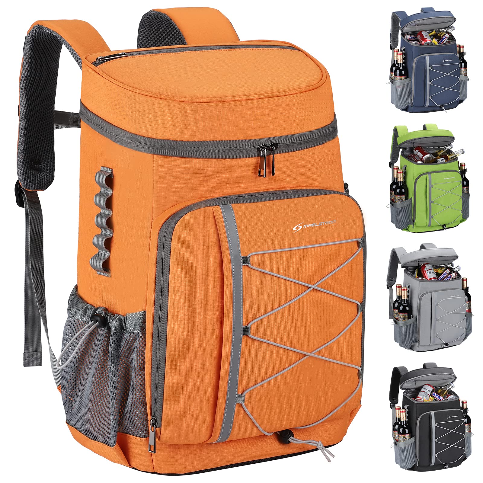 Maelstrom Insulated Cooler Backpack front view in orange