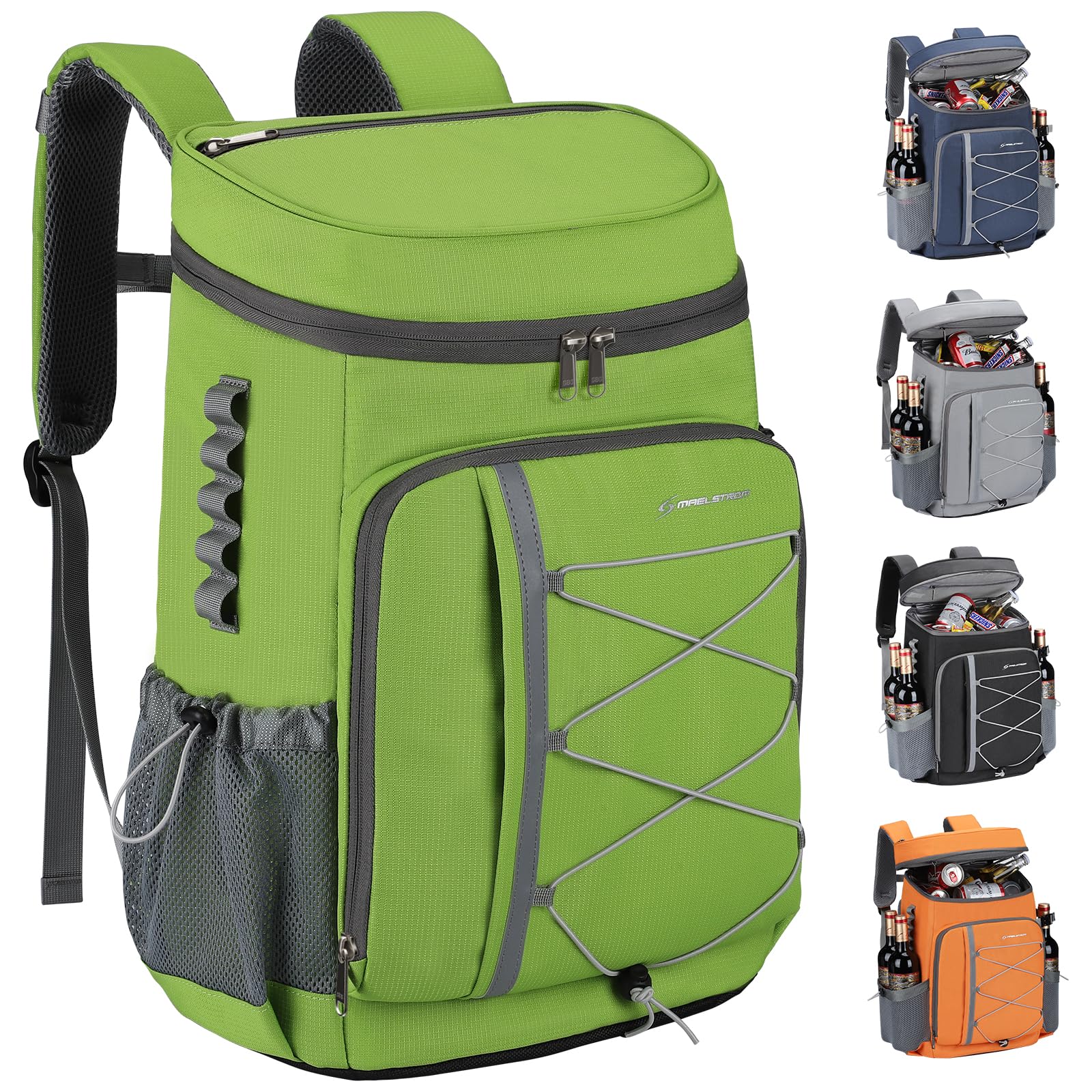 Maelstrom Insulated Cooler Backpack in green with multiple compartments