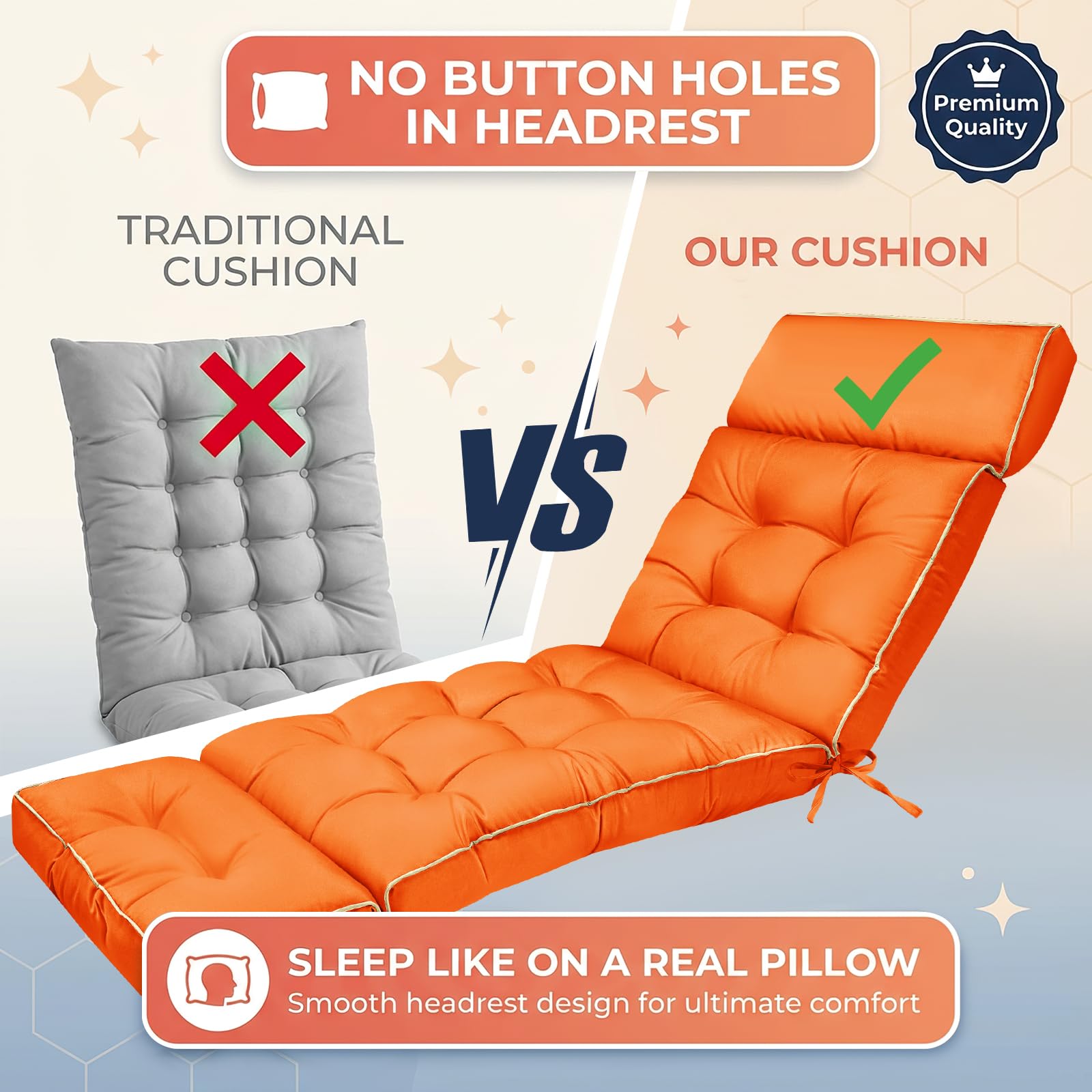 MAGIC ELEPHANT Chaise Lounge Cushion close-up of memory foam