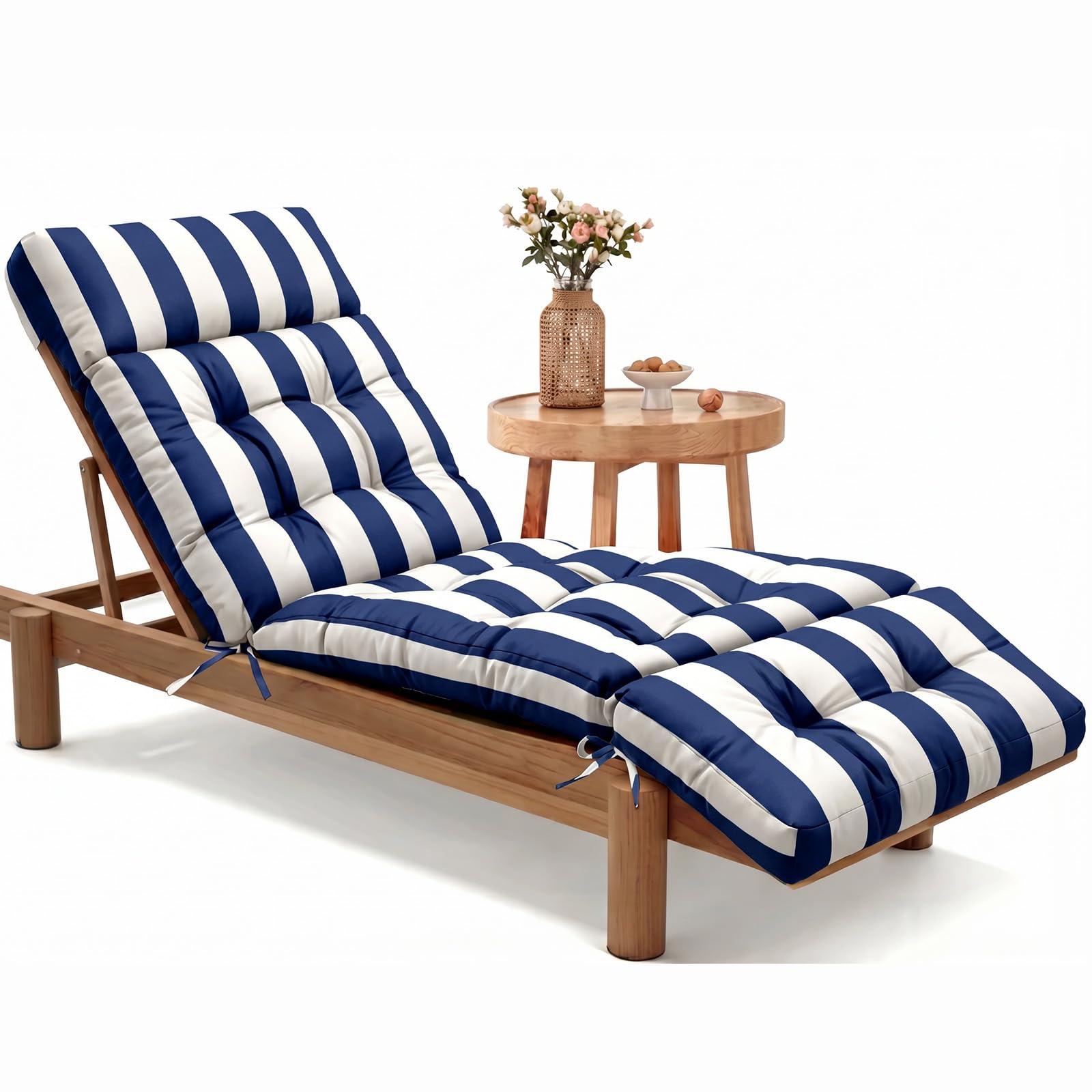MAGIC ELEPHANT Chaise Lounge Cushion Navy Stripe front view