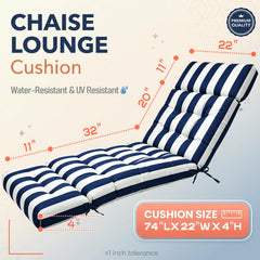 MAGIC ELEPHANT Chaise Lounge Cushion Navy Stripe side view