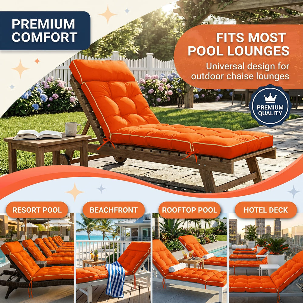 MAGIC ELEPHANT Chaise Lounge Cushion Orange in garden setting