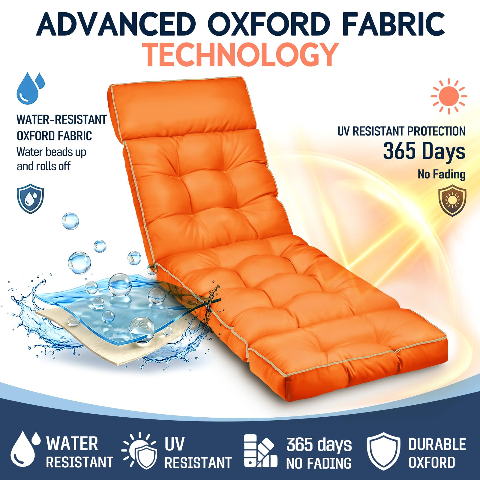 MAGIC ELEPHANT Chaise Lounge Cushion Orange side view