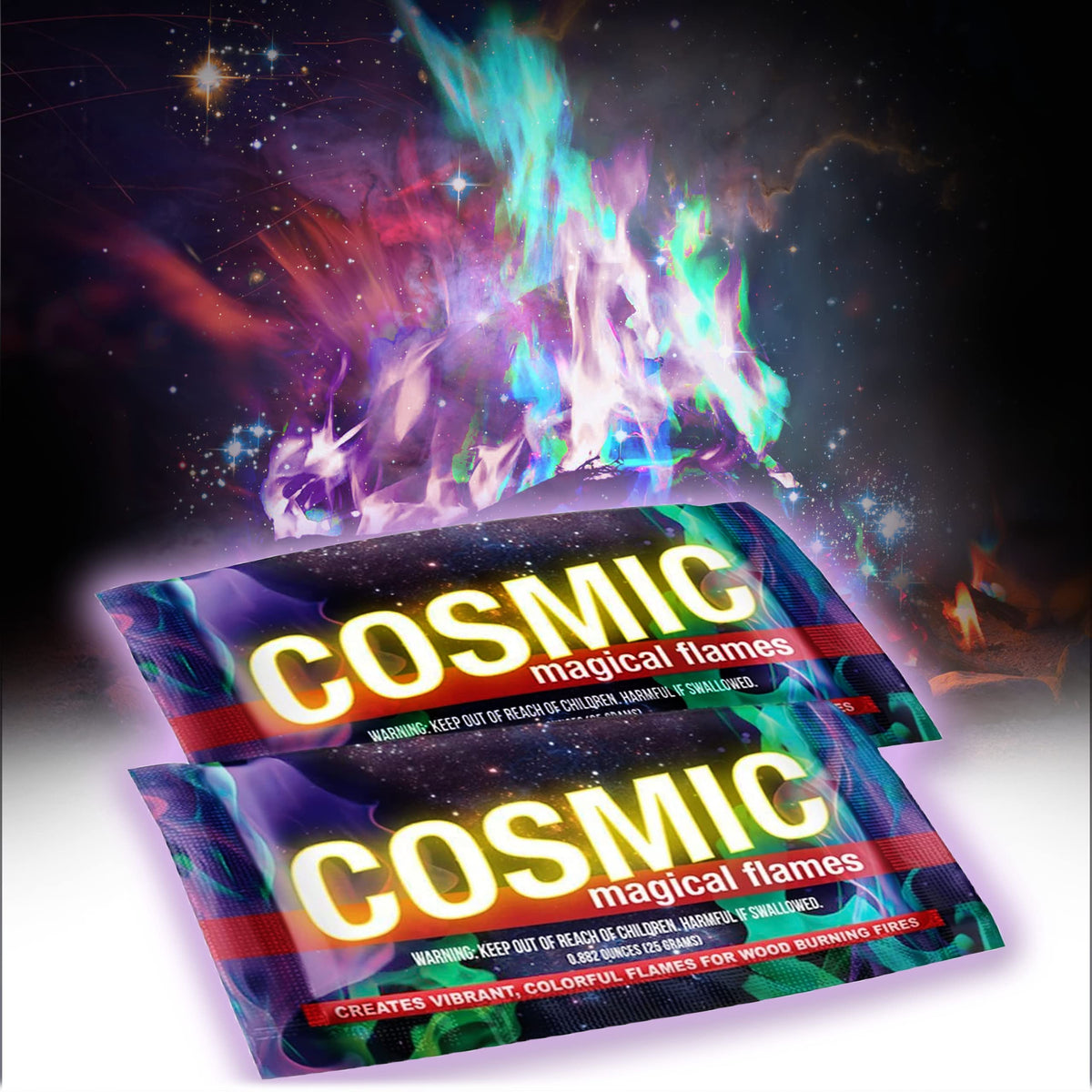 Magical Flames Fire Color Changing Packets front view, 25 pack