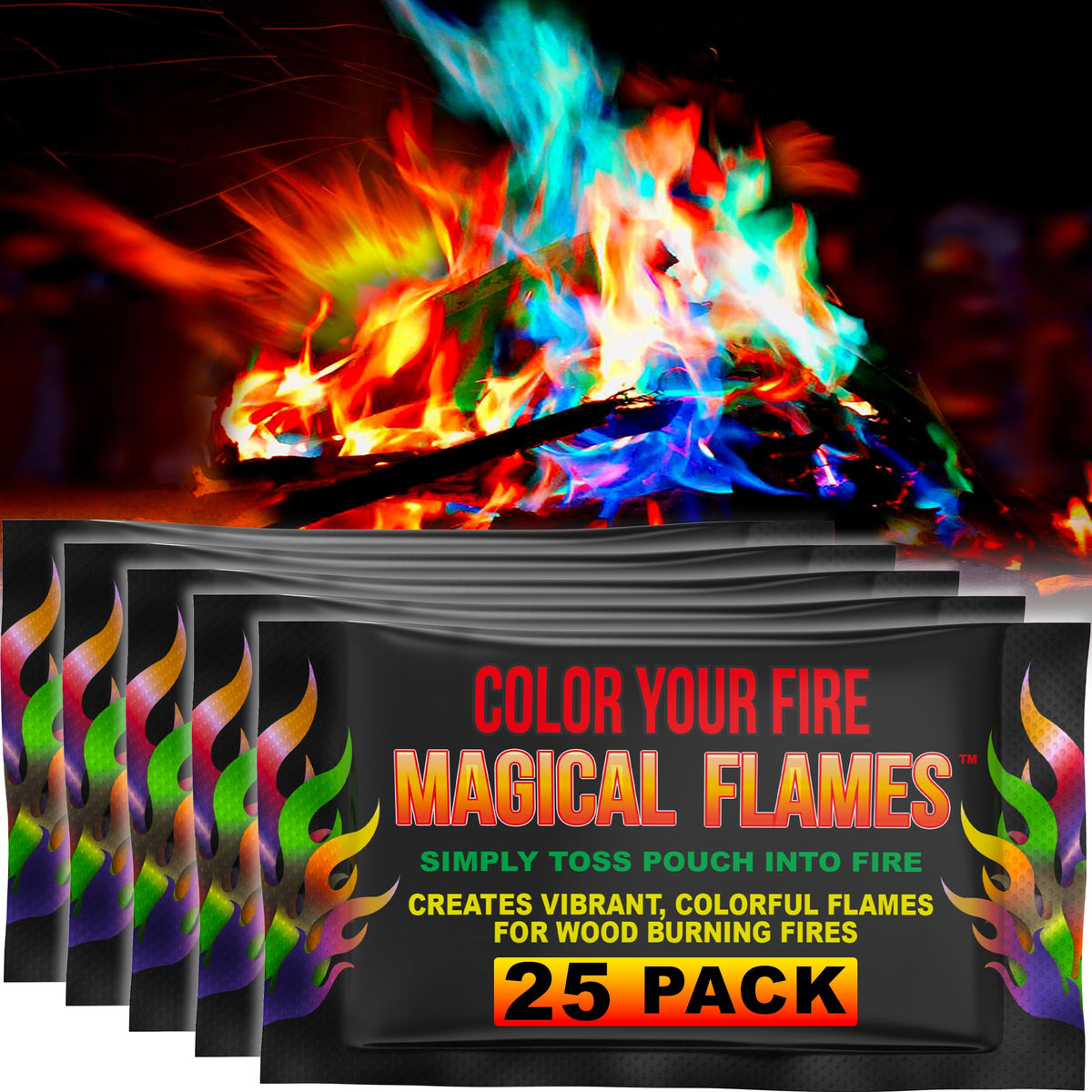 Magical Flames Fire Color Packets 25 pack front view