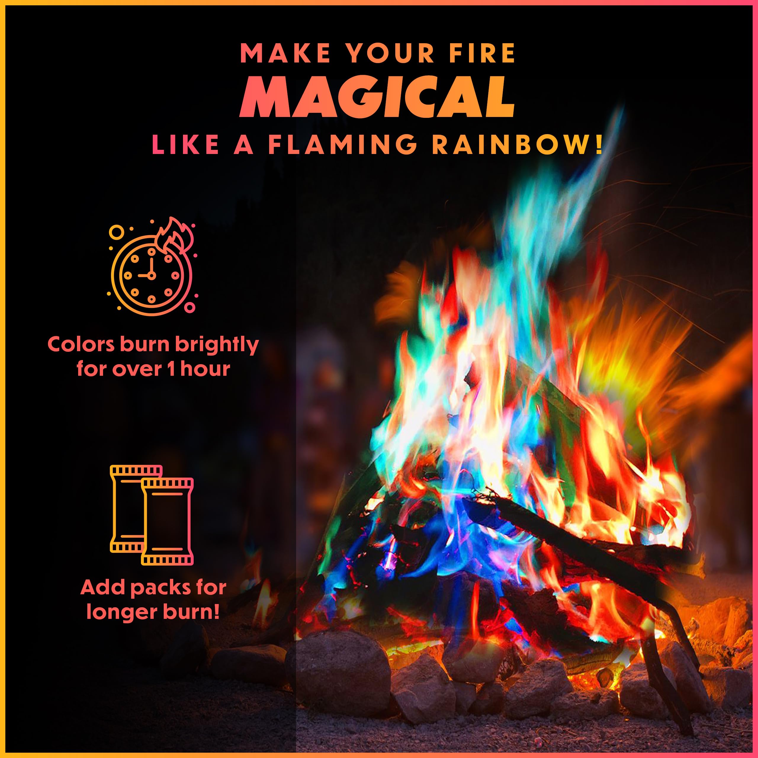 Magical Flames fire packets in outdoor setting