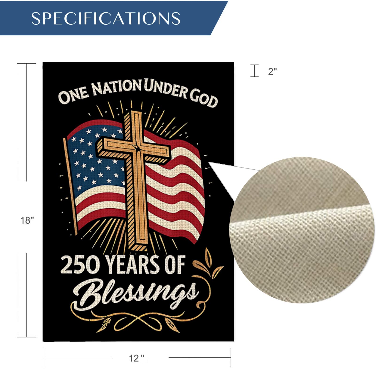 MAGJIUKE Garden Flag 250th Anniversary back view showcasing 'One Nation Under God'