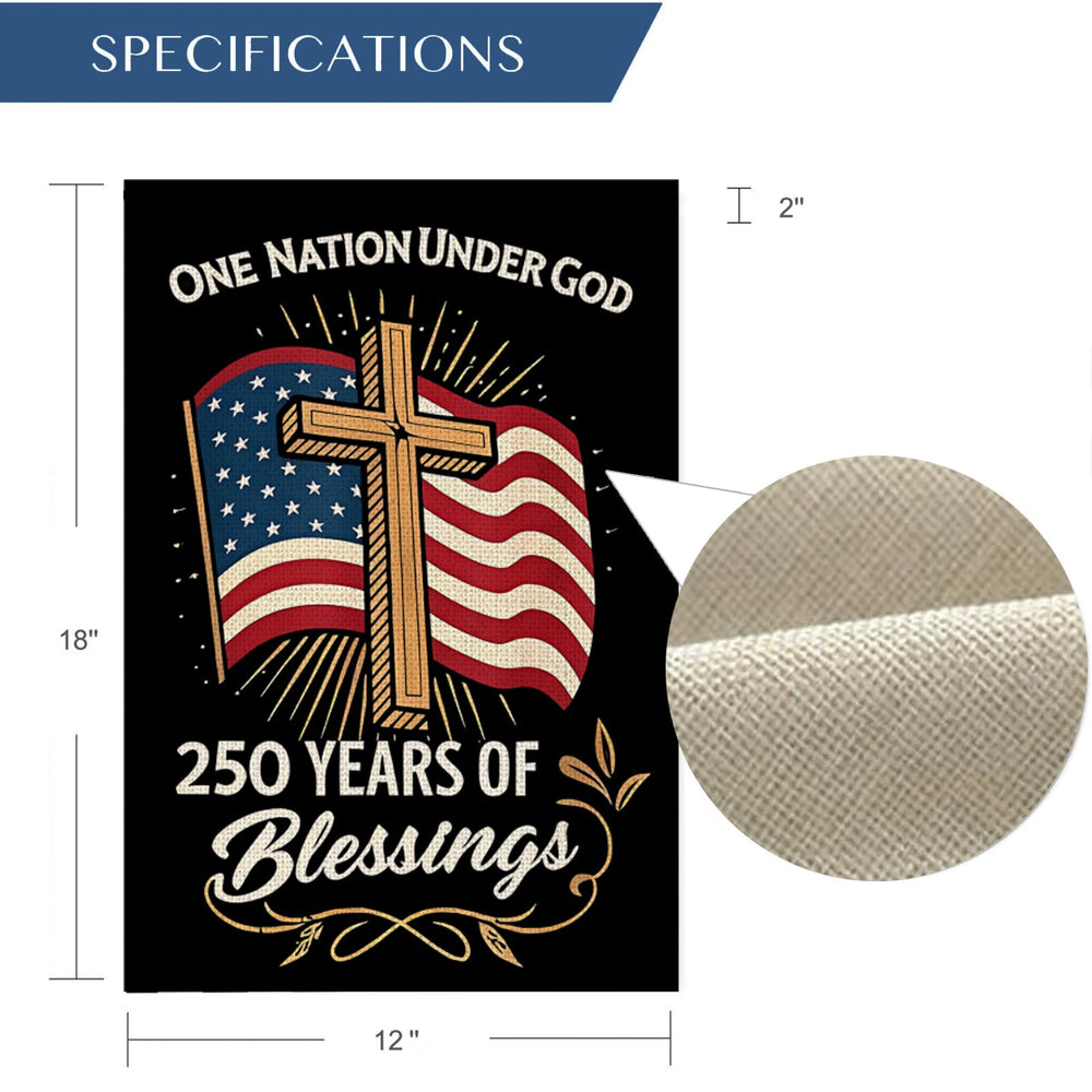 MAGJIUKE Garden Flag 250th Anniversary back view showcasing 'One Nation Under God'