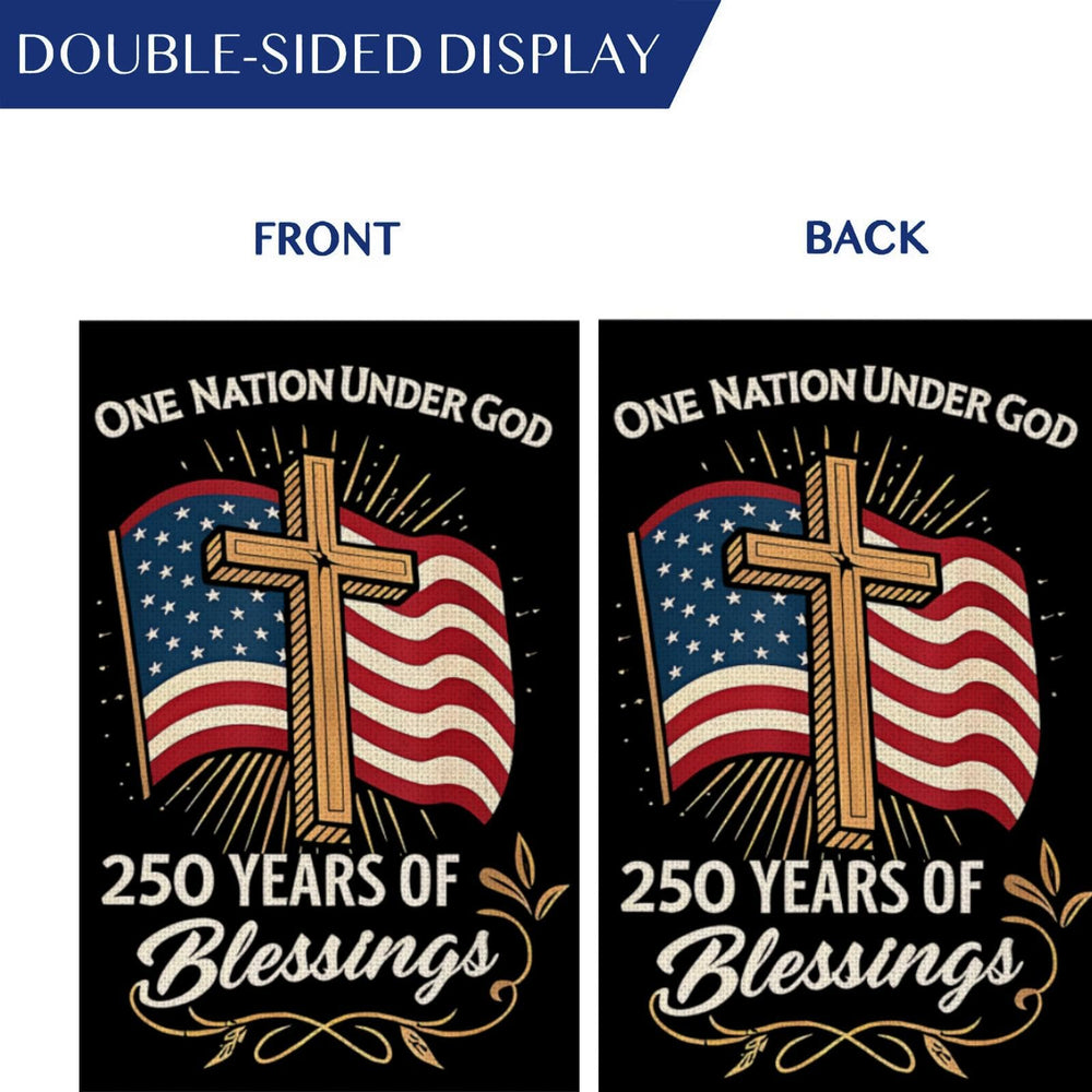 MAGJIUKE Garden Flag 250th Anniversary close-up of cross and American flag motif