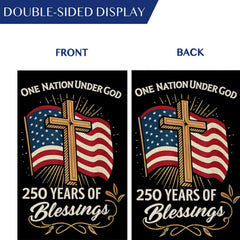 MAGJIUKE Garden Flag 250th Anniversary close-up of cross and American flag motif
