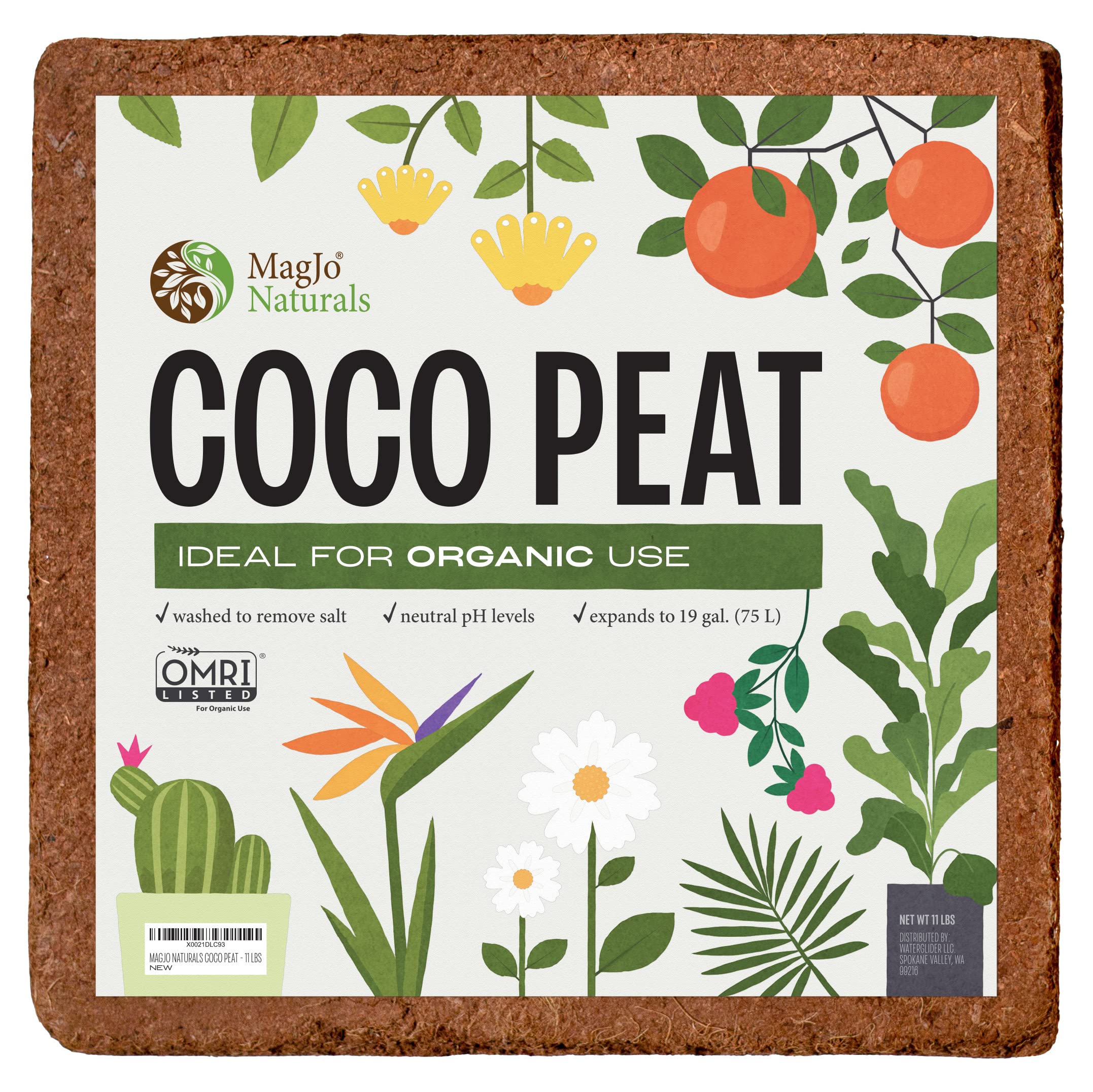 MagJo Naturals 100% Pure Coco Coir block front view