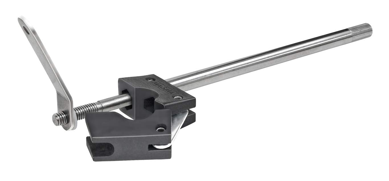 MAGMA A10-085 Round Rail BBQ Mount on a vessel with grill attached
