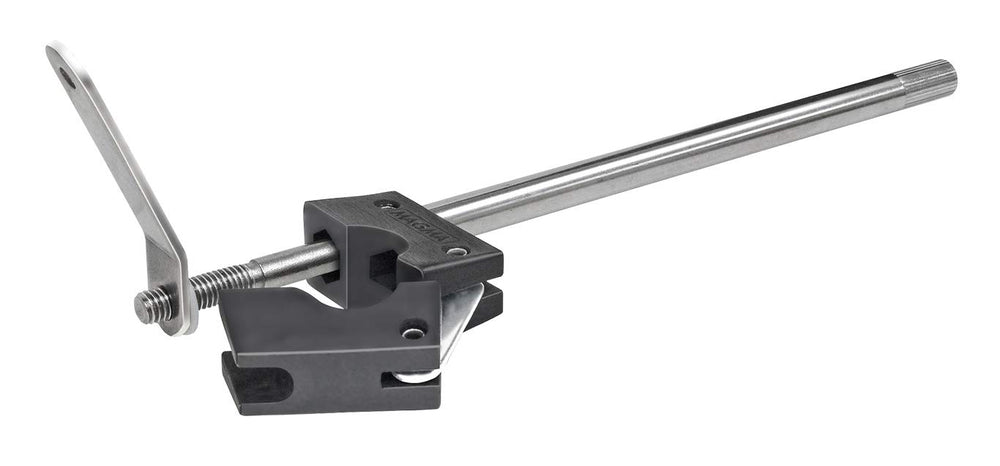 MAGMA A10-085 Round Rail BBQ Mount on a vessel with grill attached
