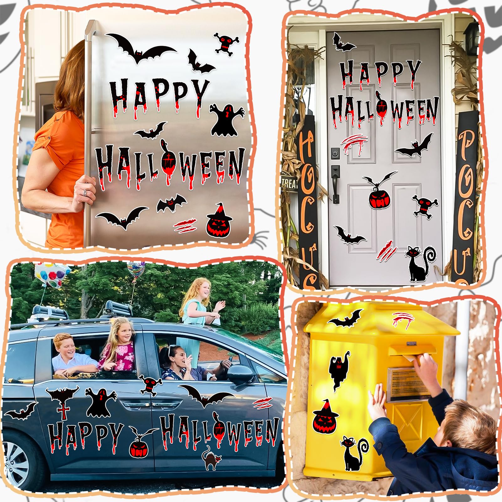 Magnetic bats and bloody scratches Halloween decor