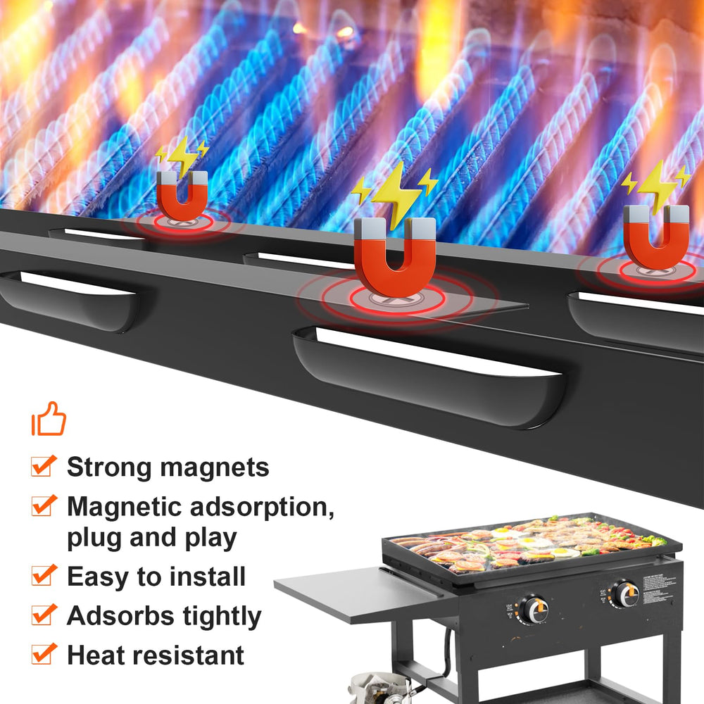 Magnetic installation of Utheer Wind Guards on griddle surface