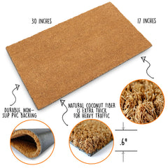 MAINEVENT blank doormat coir 30x17 inch showing non-slip backing
