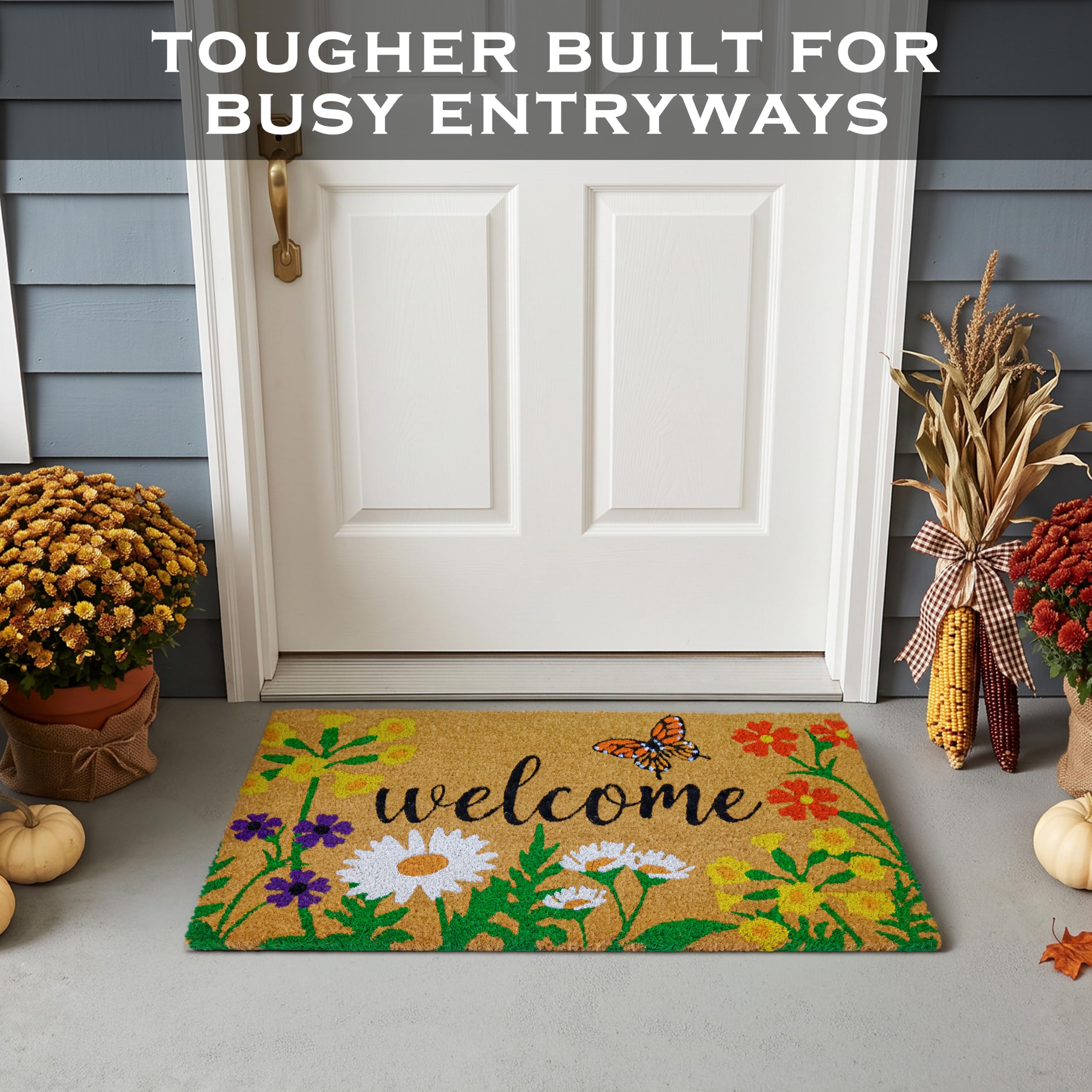 MAINEVENT Floral Doormat in outdoor setting