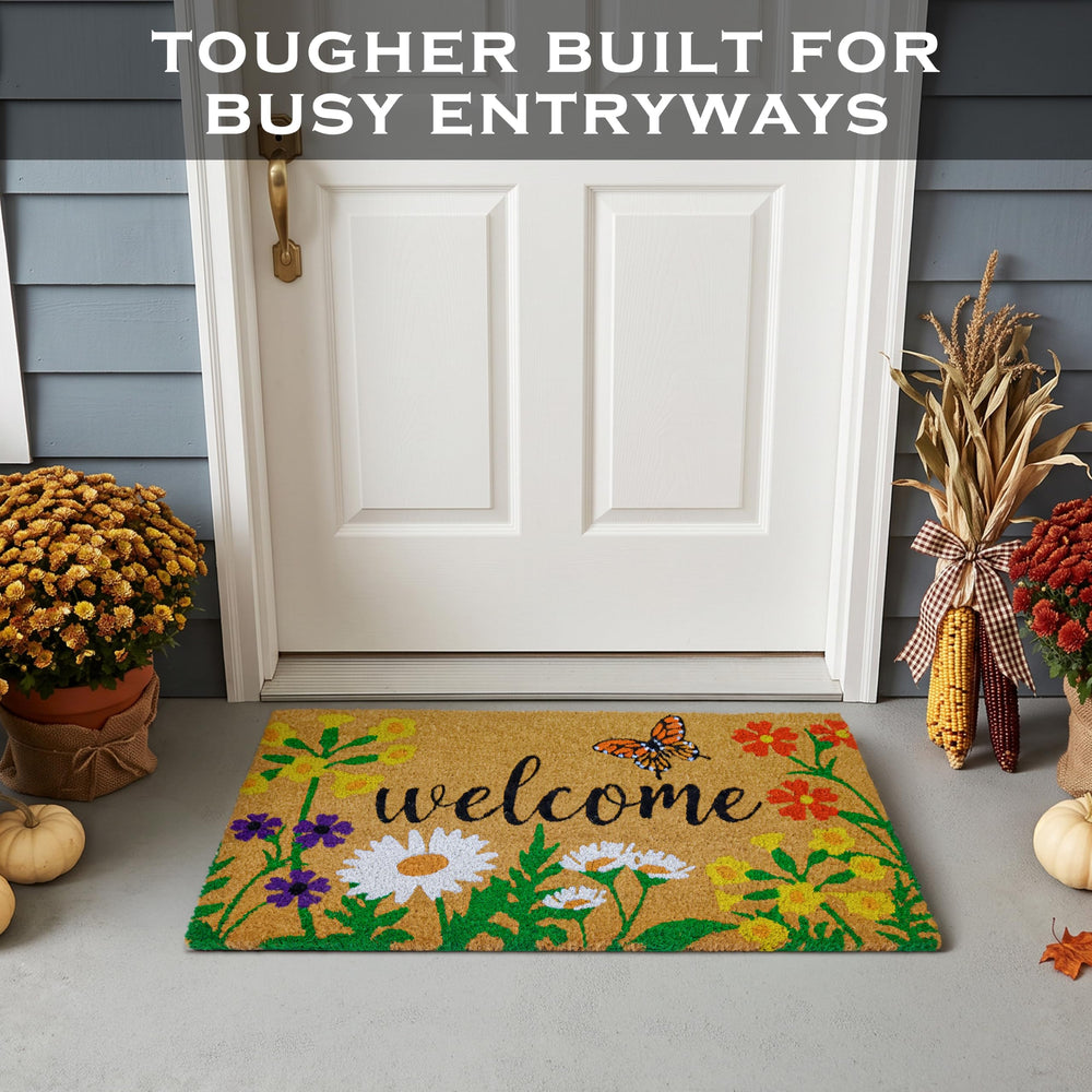 MAINEVENT Floral Doormat in outdoor setting