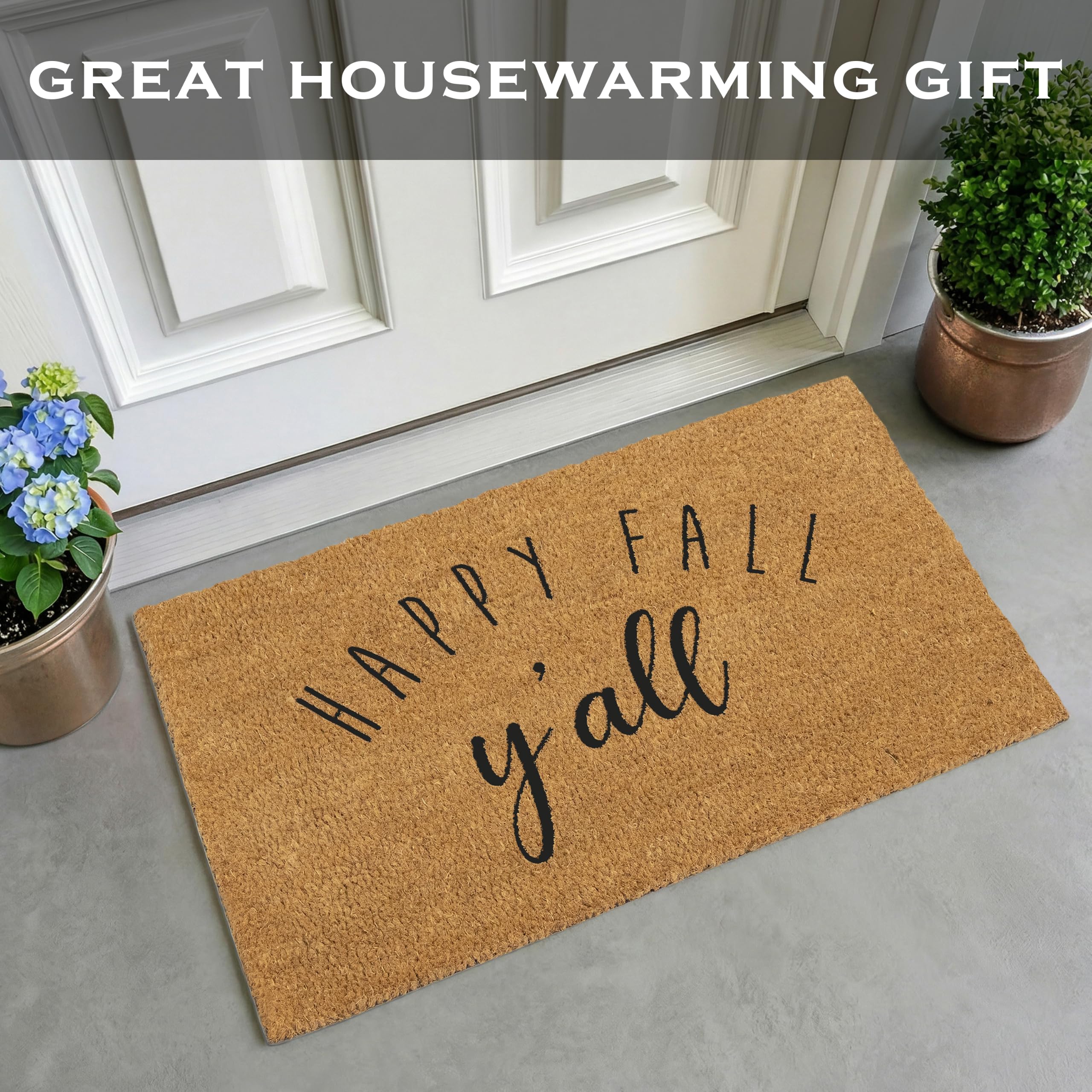 MAINEVENT Happy Fall Y'all Doormat in front of a door