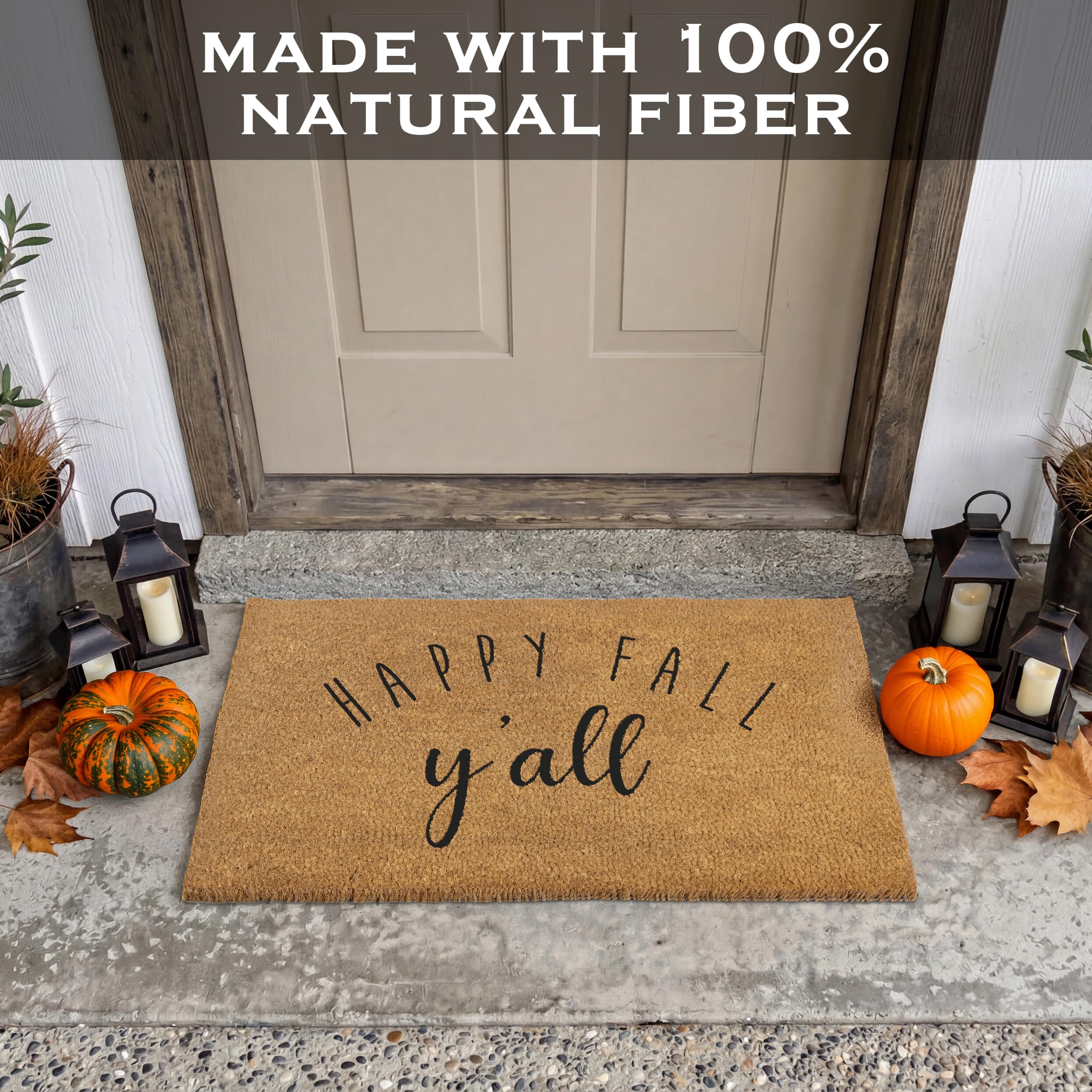 MAINEVENT Happy Fall Y'all Doormat showing non-slip backing