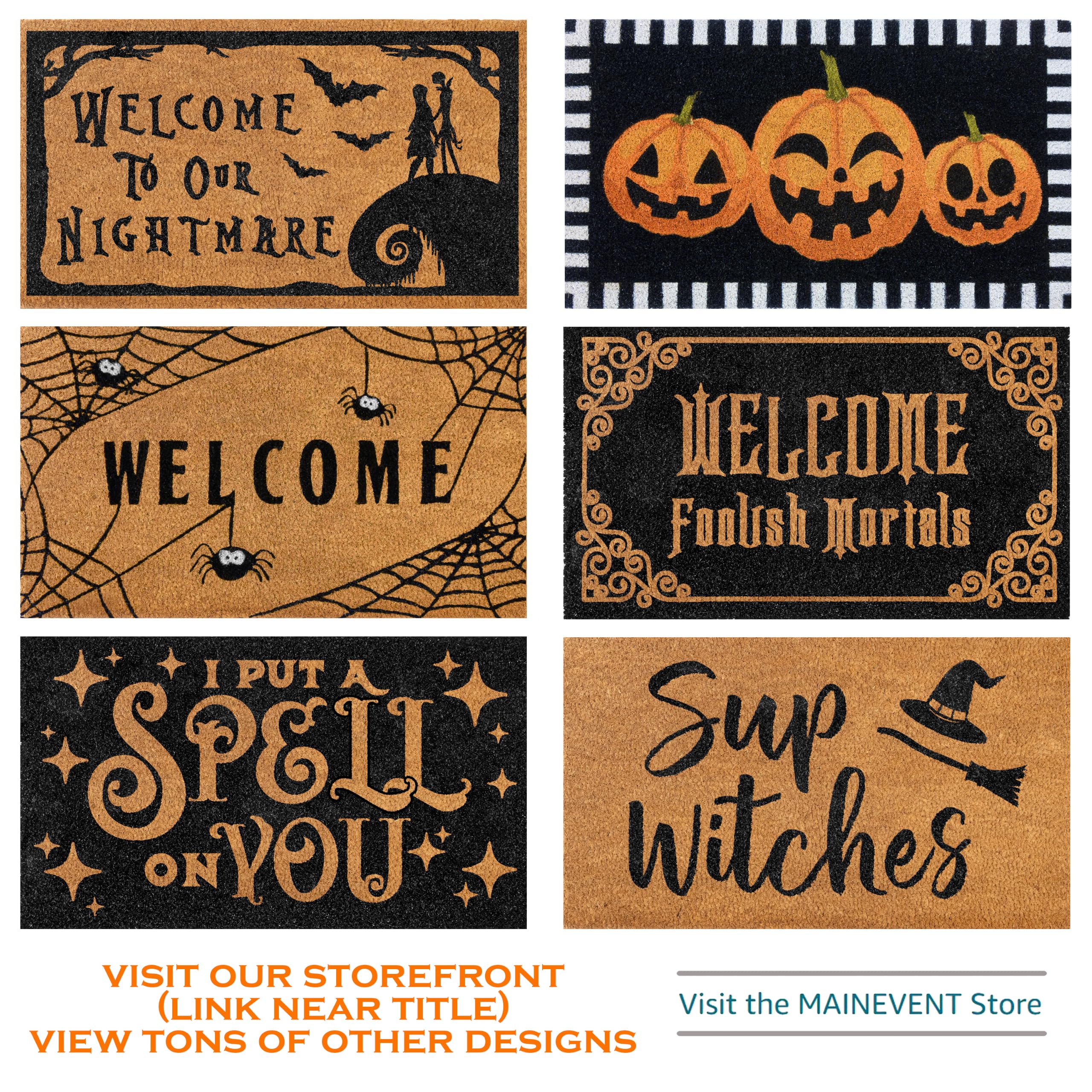 MAINEVENT Hocus Pocus Door Mat in a Halloween-themed setting