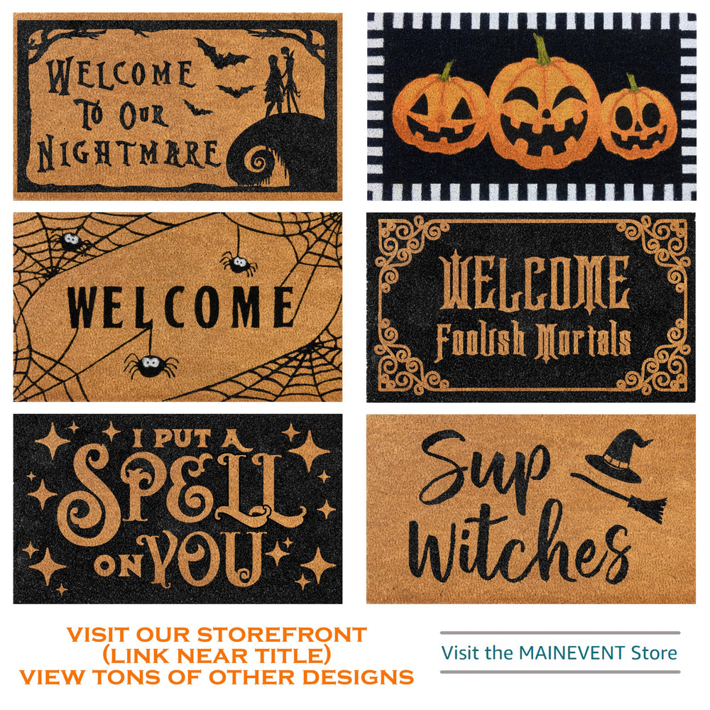 MAINEVENT Hocus Pocus Door Mat in a Halloween-themed setting