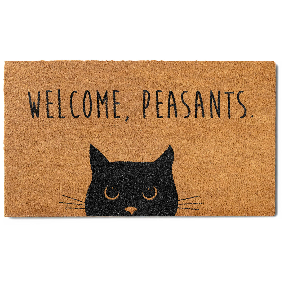 MAINEVENT Welcome Peasants Black Cat Doormat front view