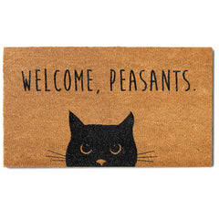 MAINEVENT Welcome Peasants Black Cat Doormat front view