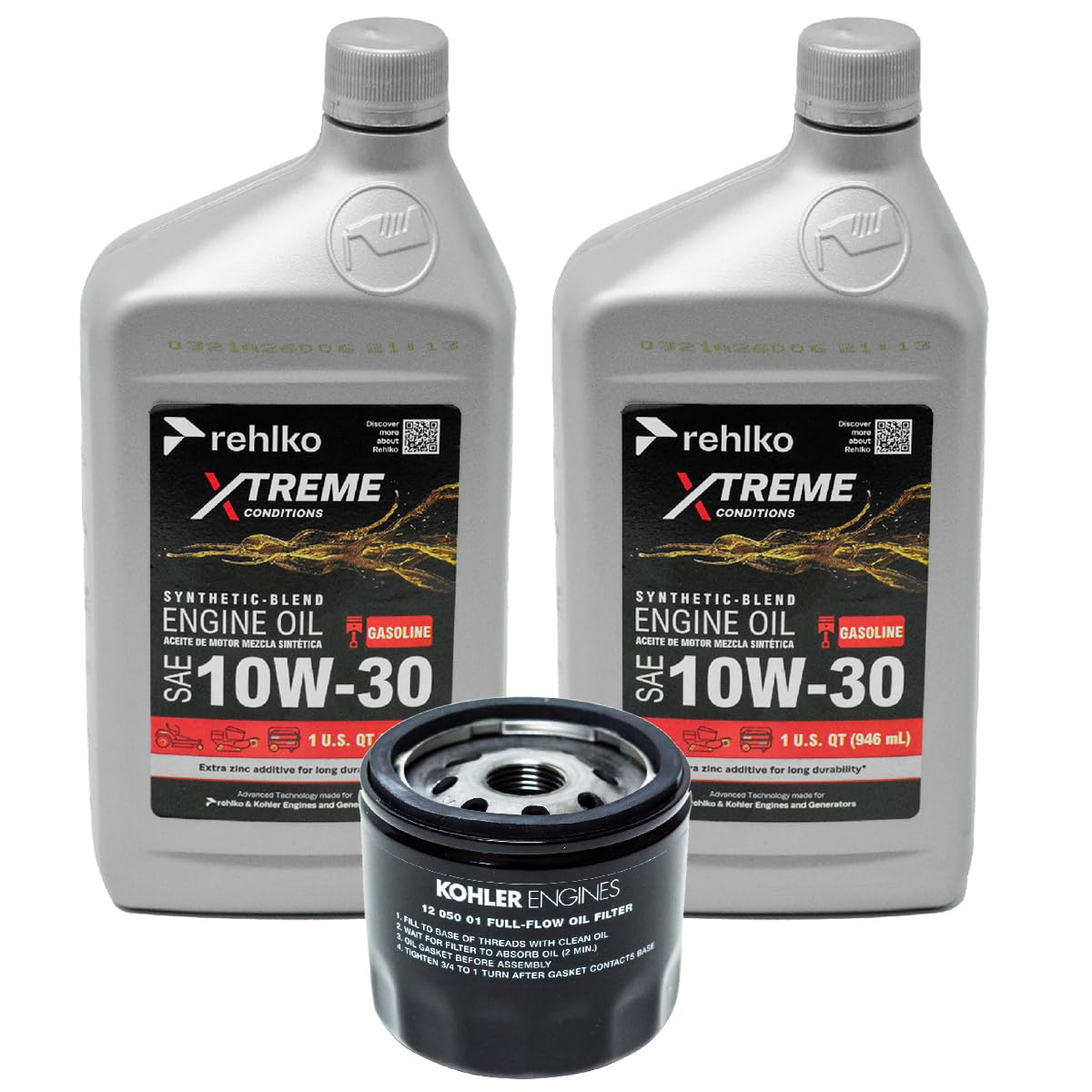 Maintenance 2QT 10W30 Kohler engine oil change kit with filter