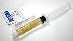 Maitake mycelium liquid culture bottle showing label