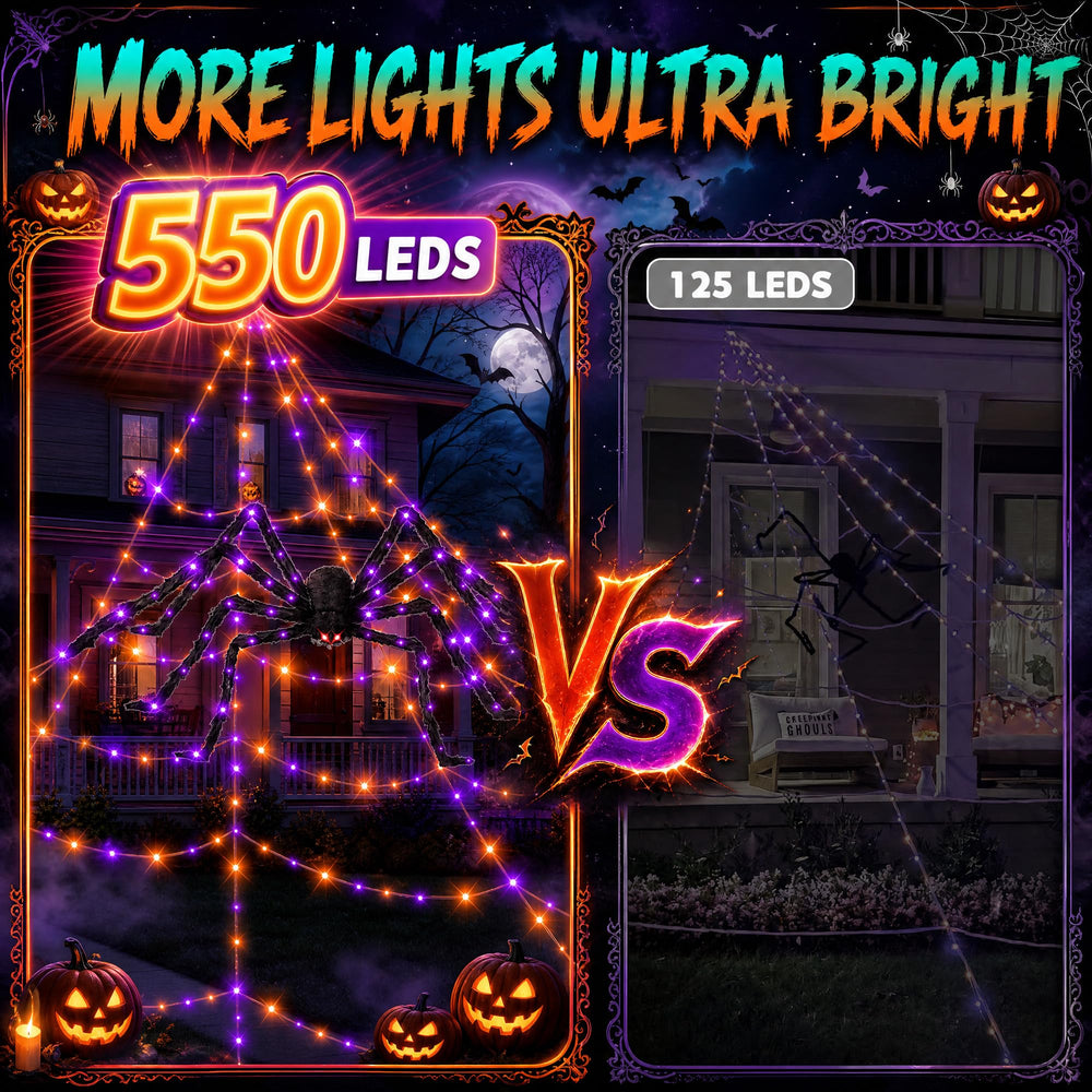 Makion spider web lights displaying different lighting modes