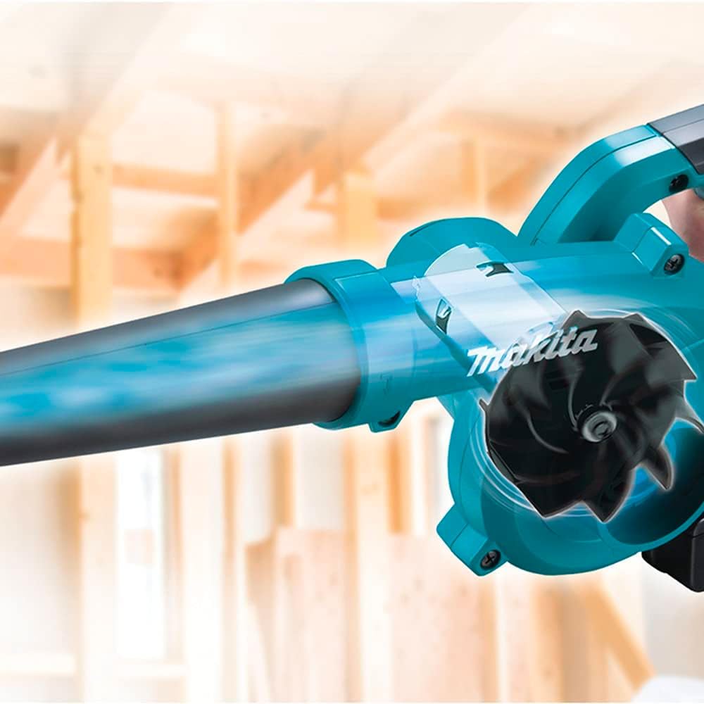 Makita DUB185Z Leaf Blower side view, ergonomic grip