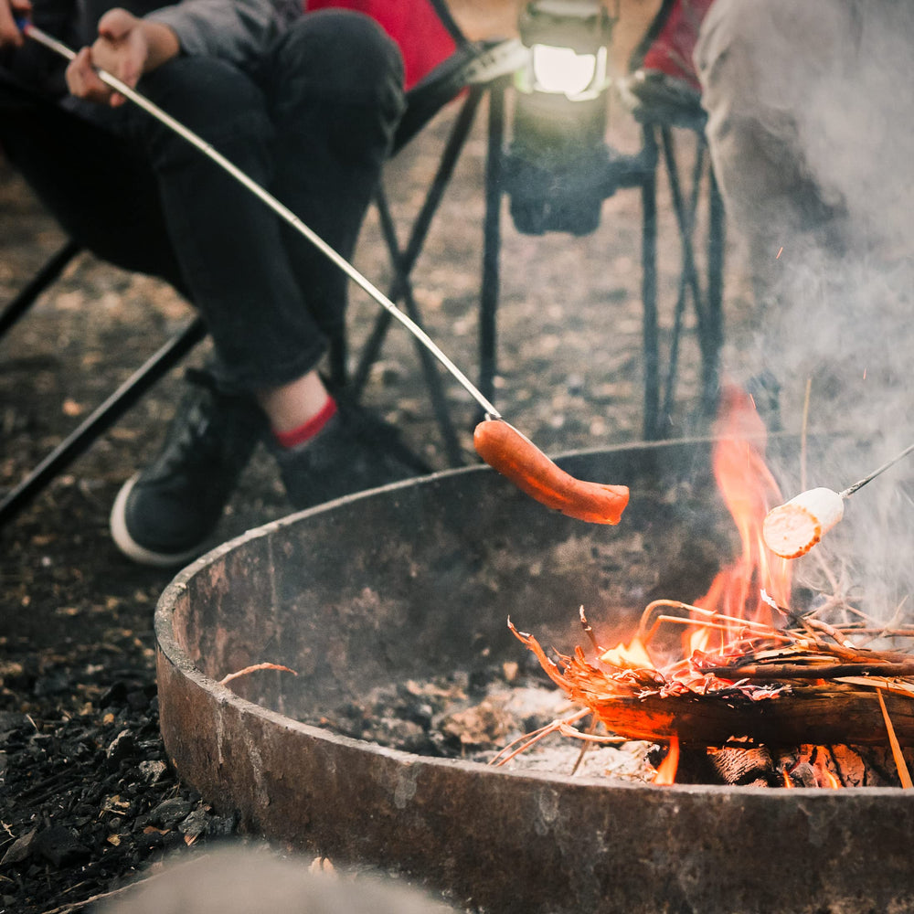 MalloMe 45-inch s'mores sticks with hot dogs on prongs