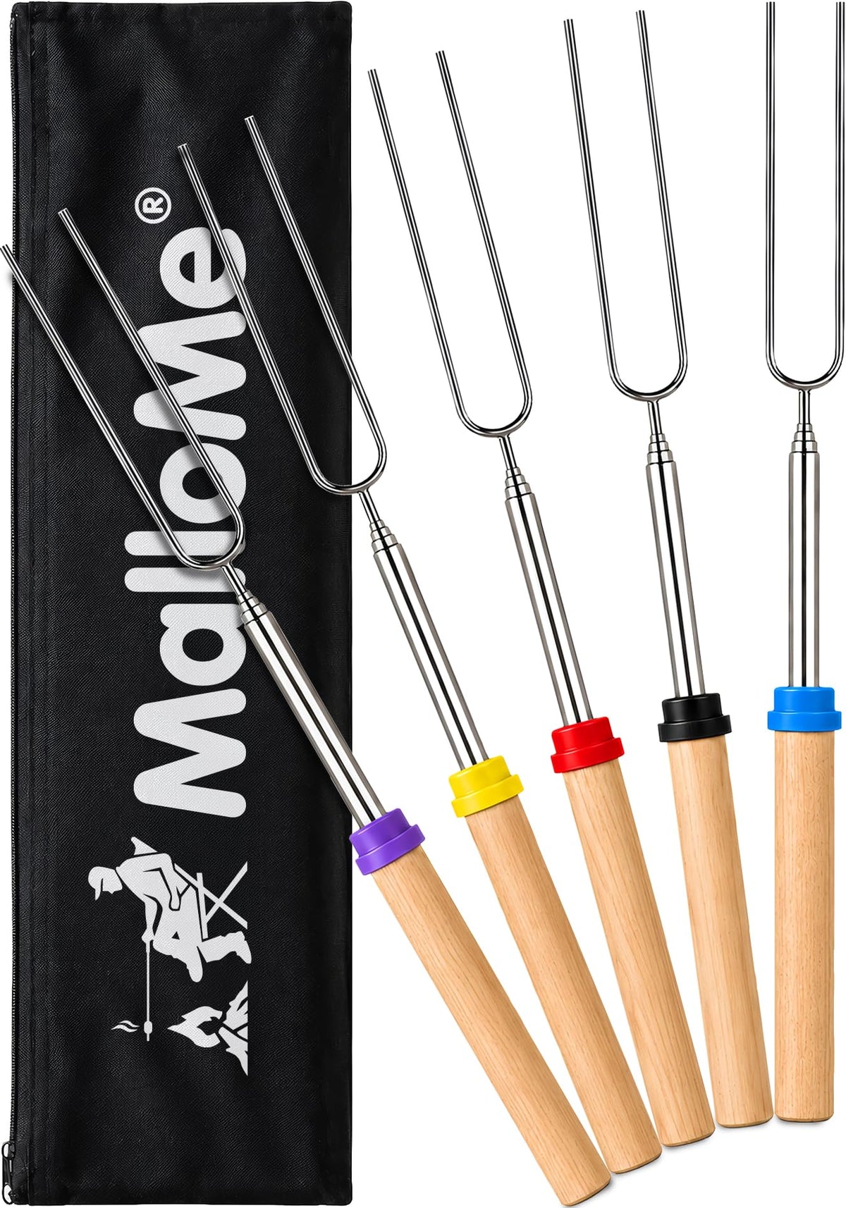 MalloMe S'mores Sticks 5 pack in heat-resistant canvas pouch