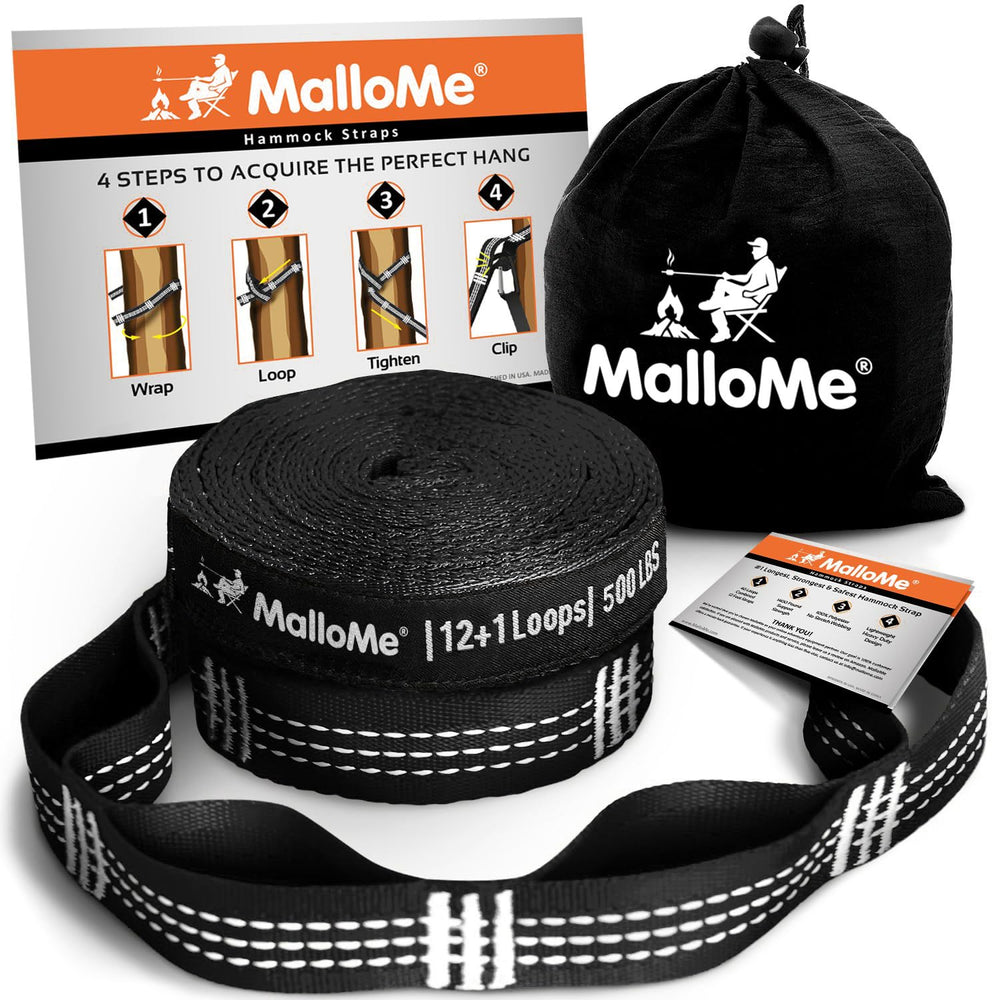 MalloMe Tree Swing Straps black nylon straps with loops